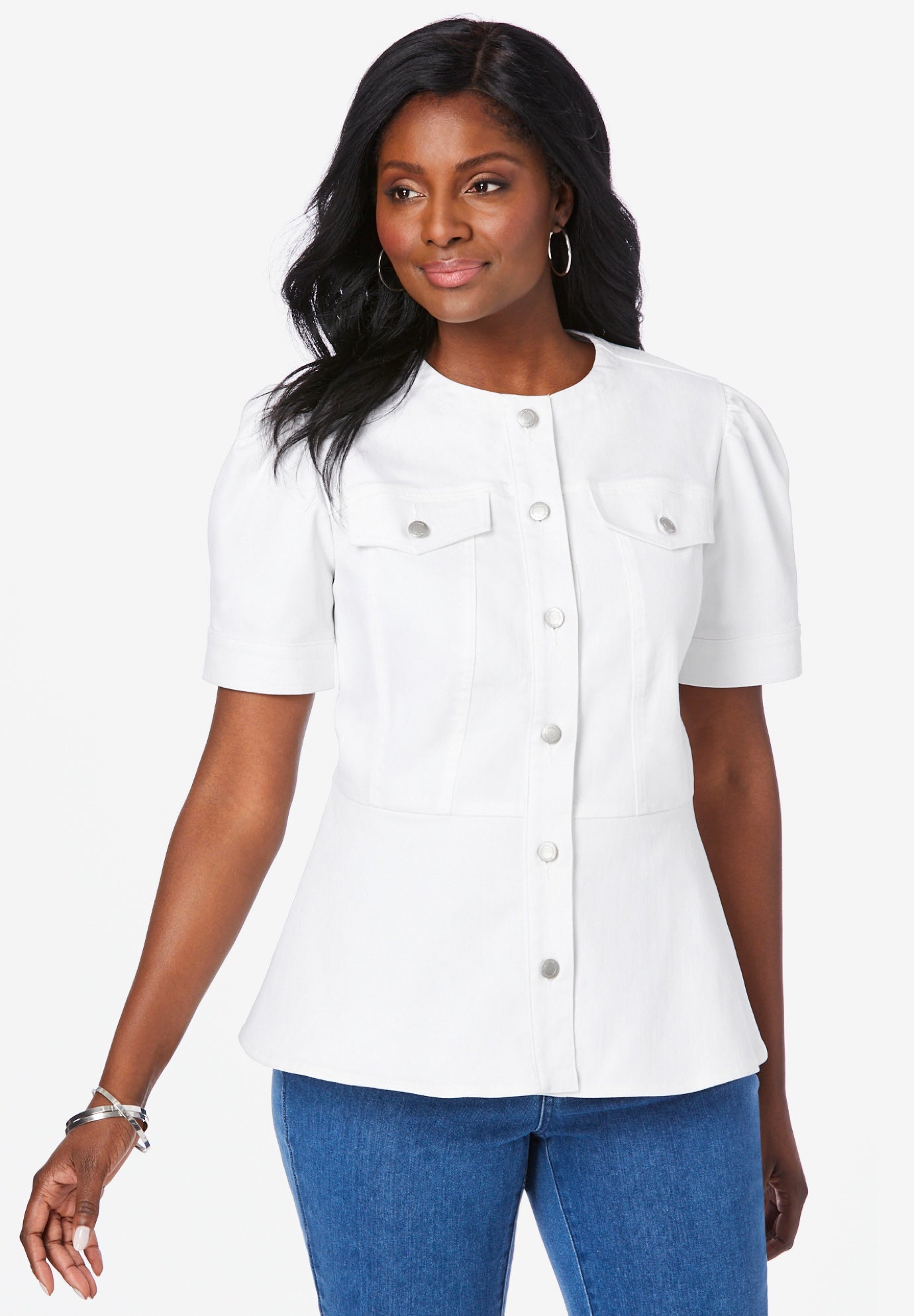 Short Sleeve Denim Jacket | Woman Within