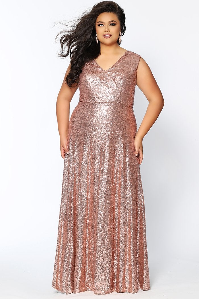City Lights Formal Gown Plus Size Long Sequins Dress