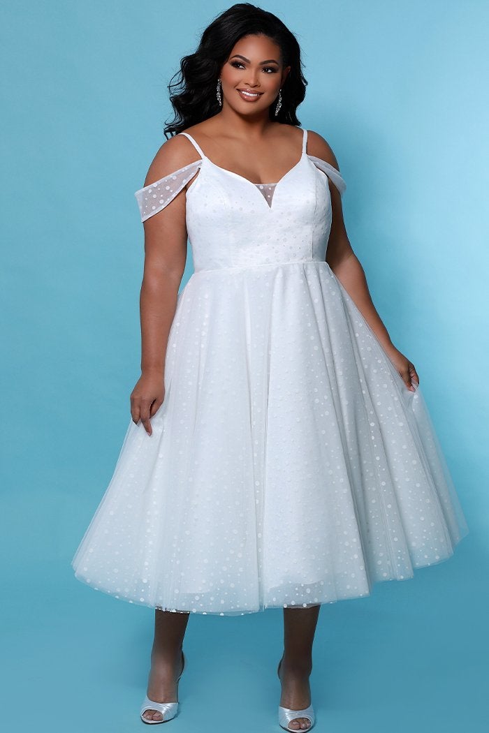 Blossom Wedding Dress Dotted Swiss Plus Size Tea Length Gown Woman Within