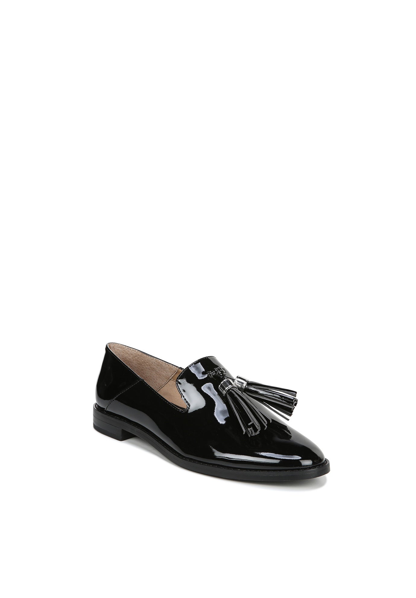 franco sarto black patent loafers