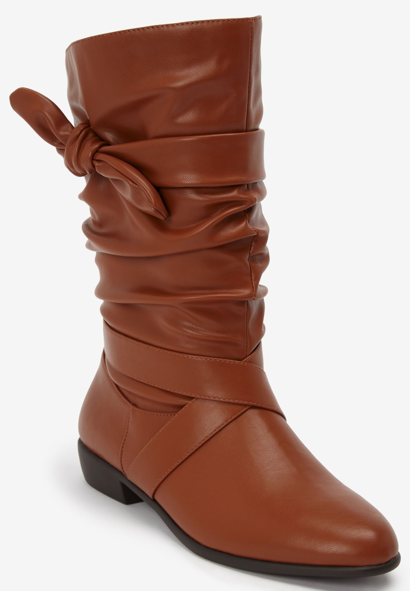 wide calf boots cognac