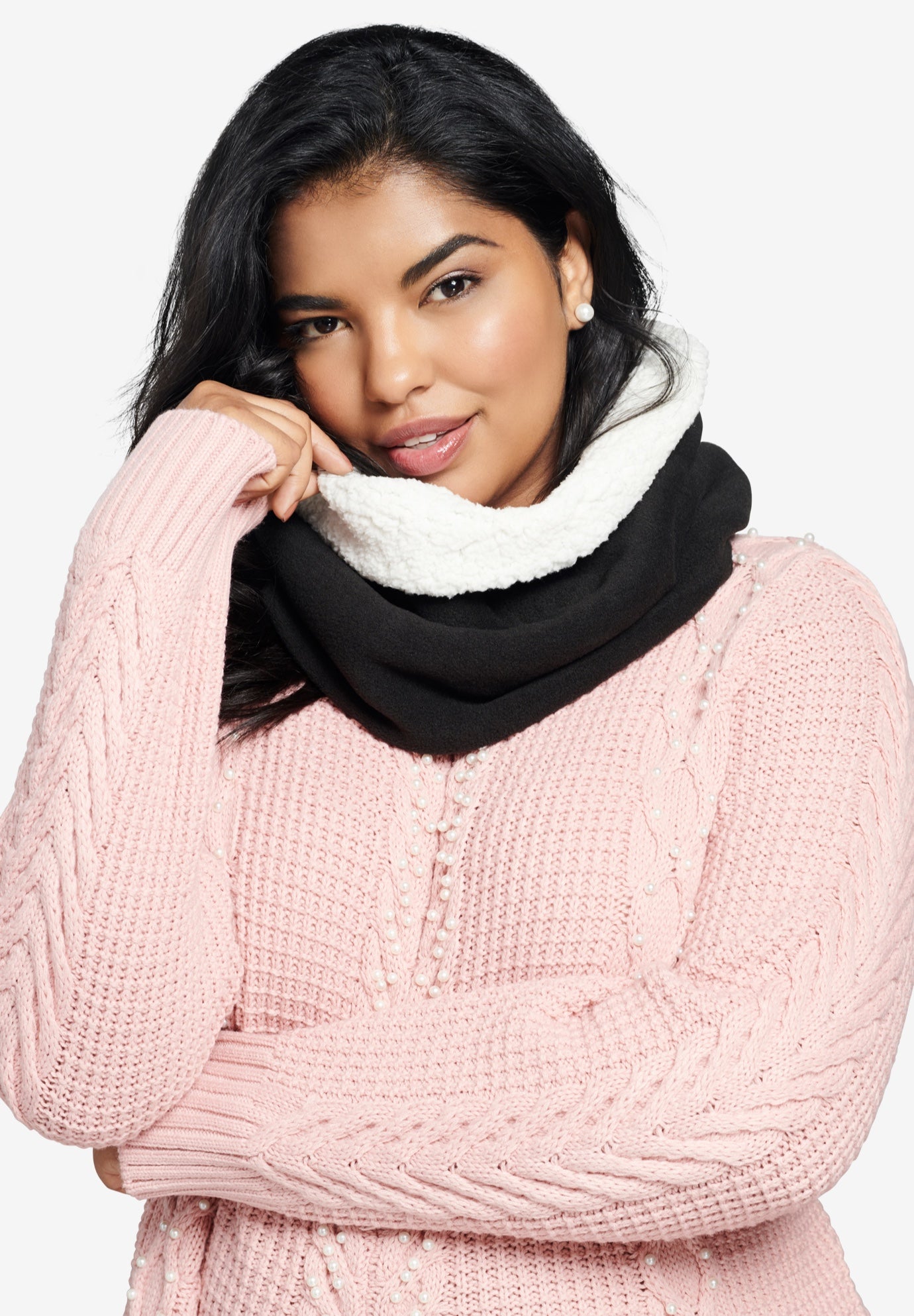 sherpa hooded scarf