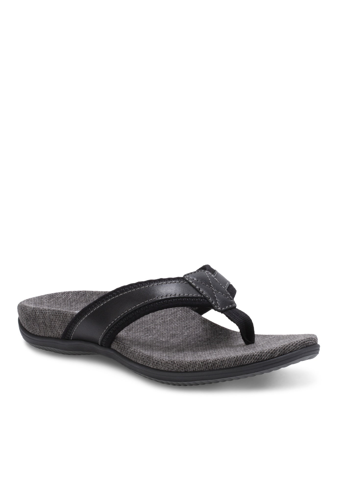 Camden Flip Flop - Leather Thong Sandal, Black | Woman Within