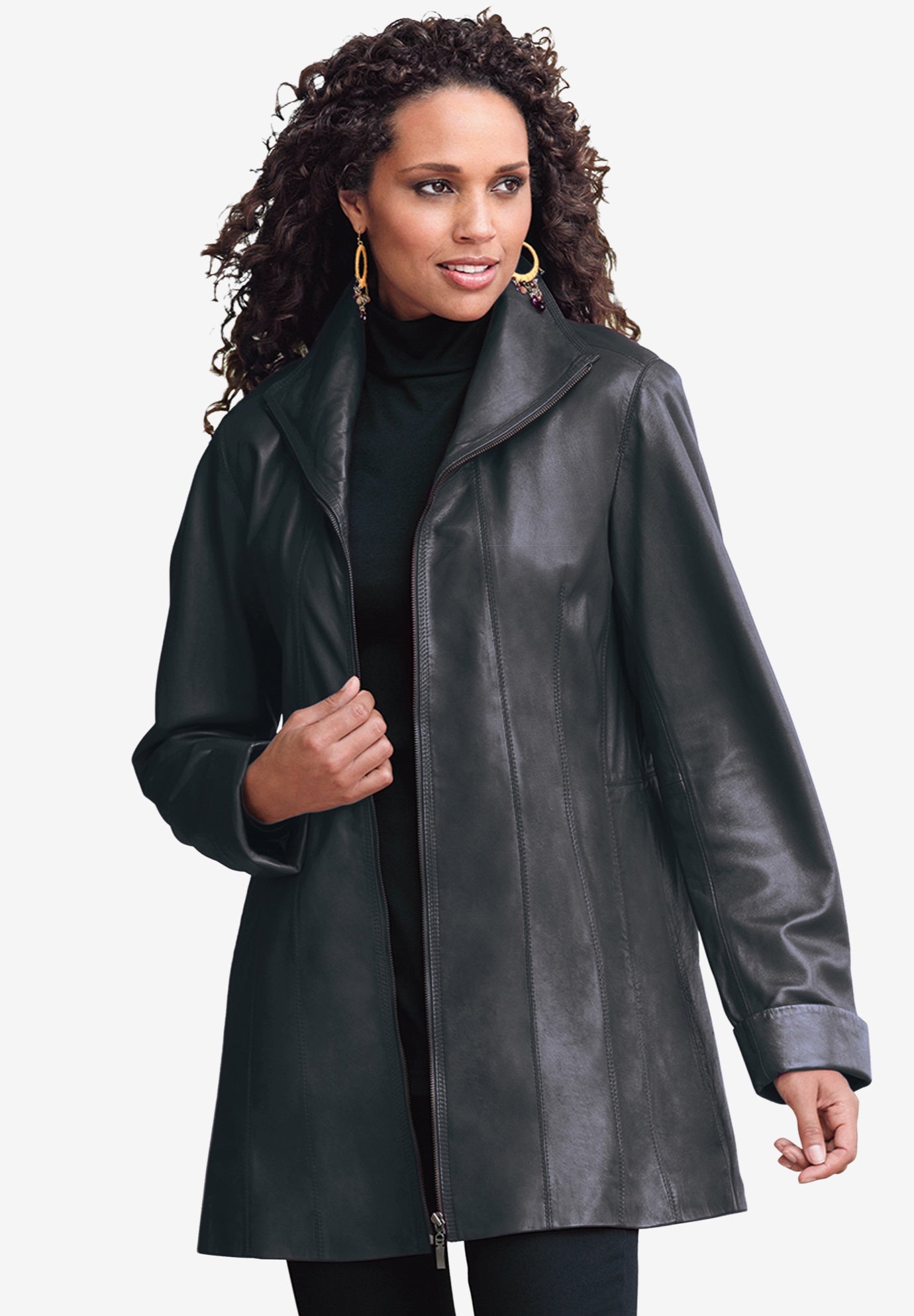 Woman within best sale leather coats