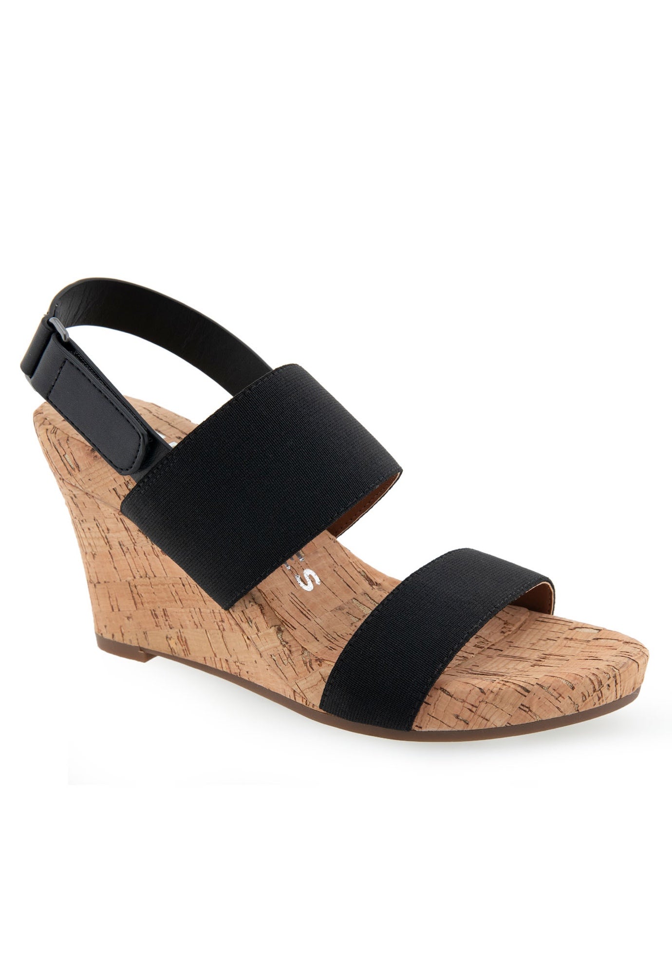 Aerosoles Phoenix Women s Wedge Sandals Size 9.5 Black Elastic