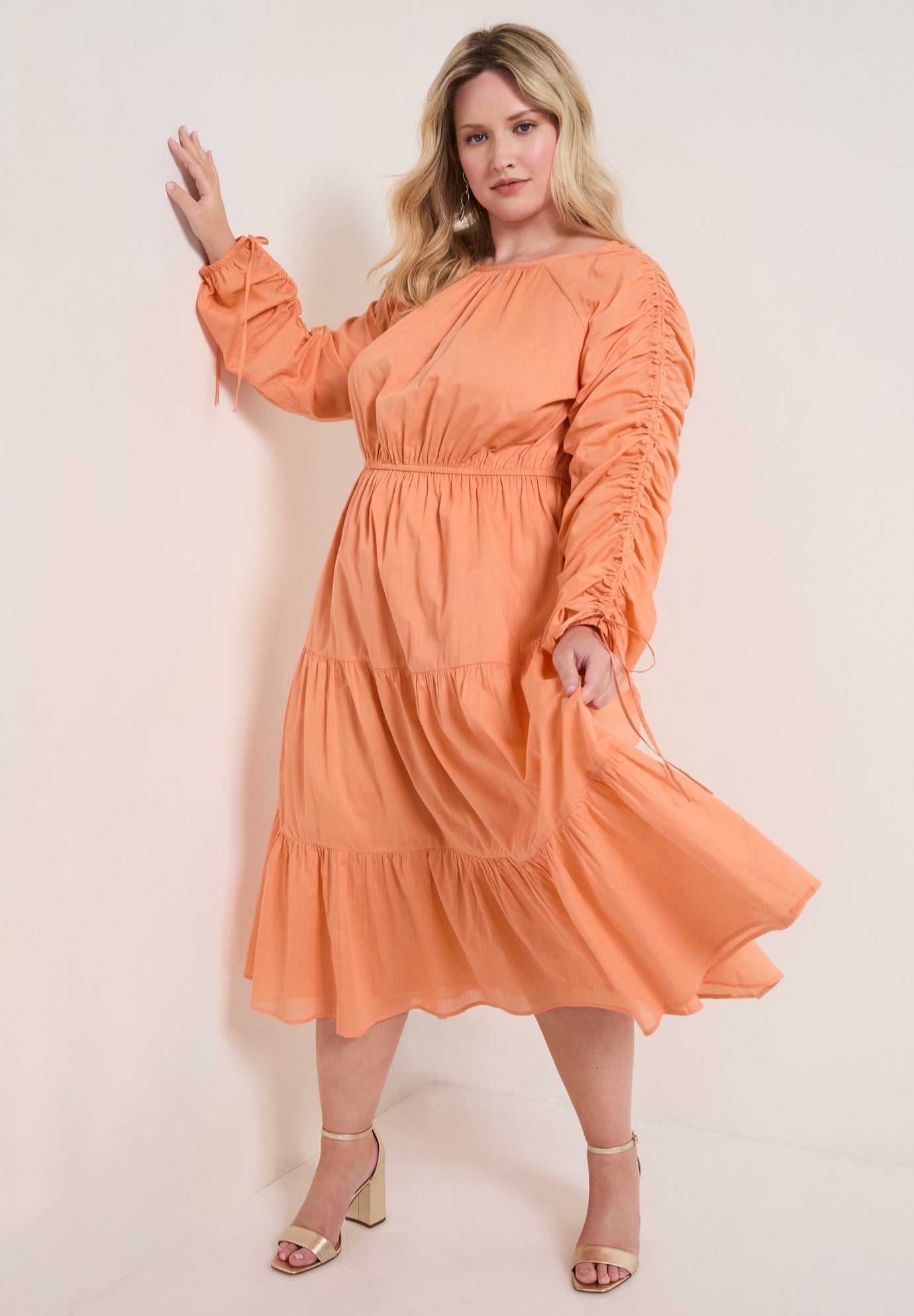 Cotton Voile Ruched Midi Dress | Woman Within