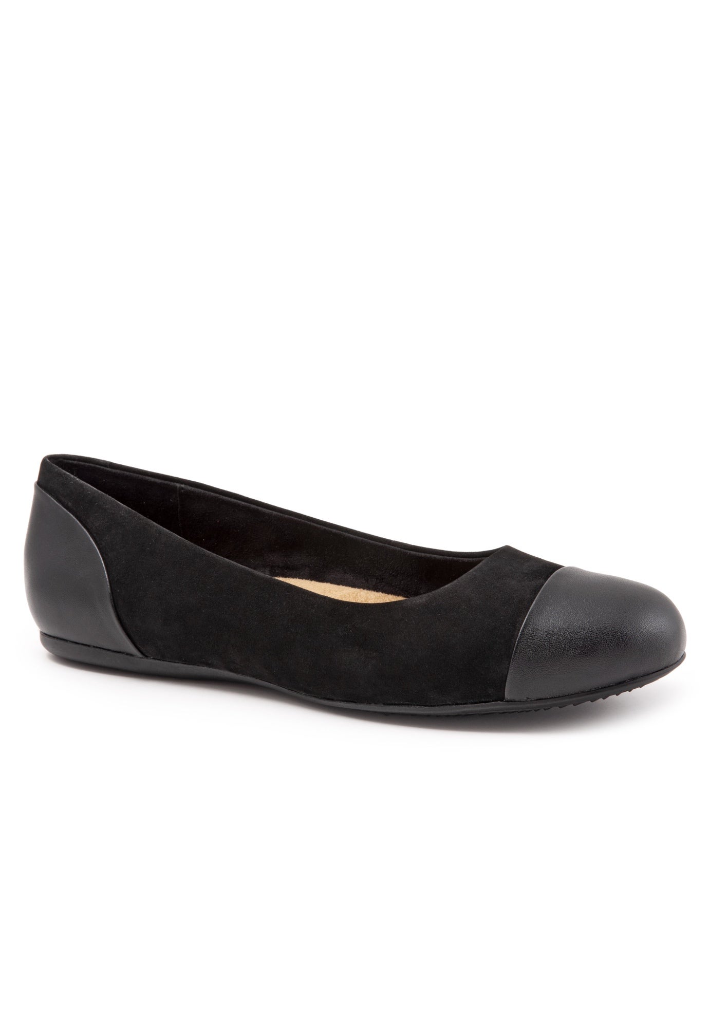 tan and black cap toe flats
