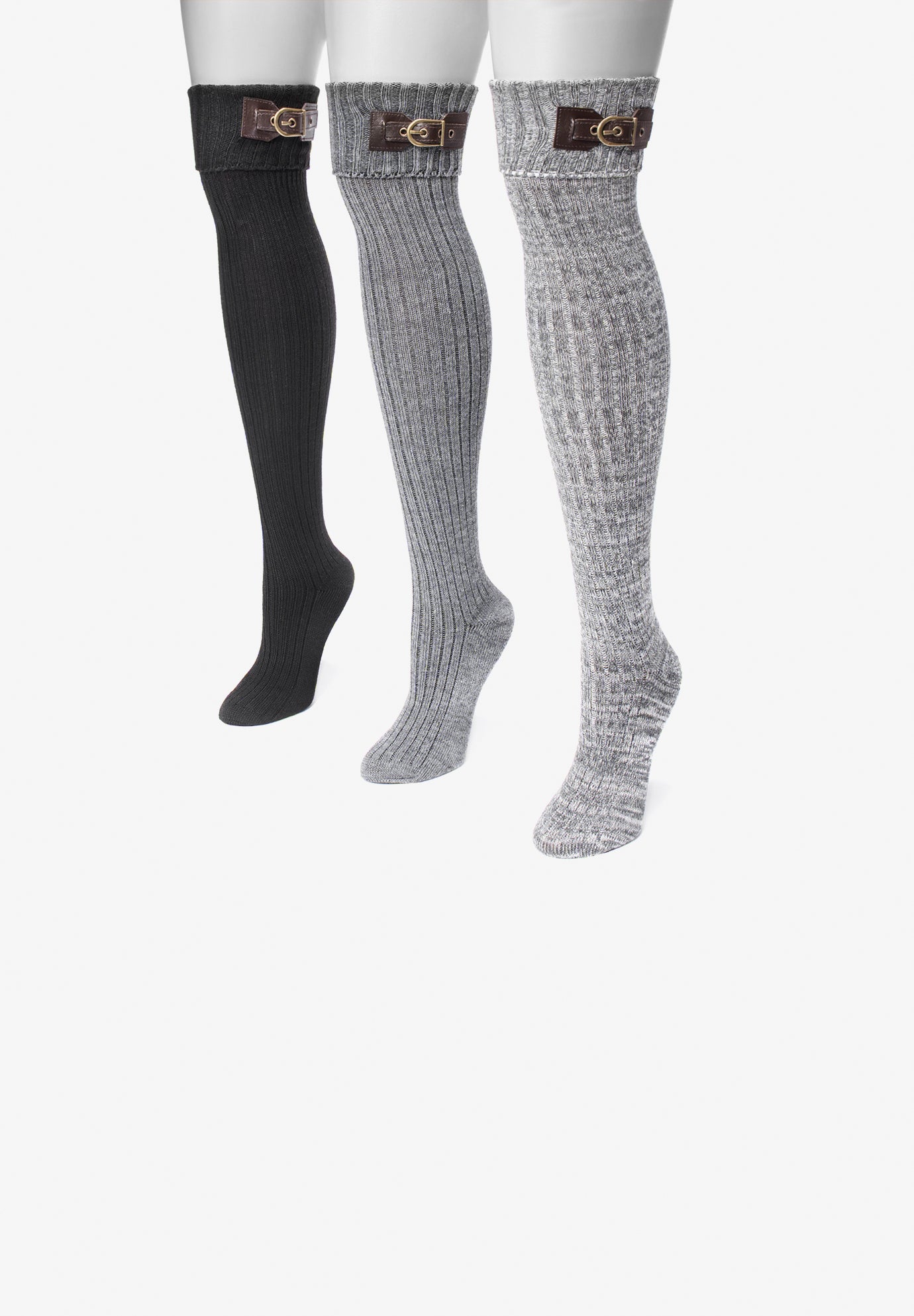 3 Pair Buckle Cuff Over The Knee Socks Woman Within