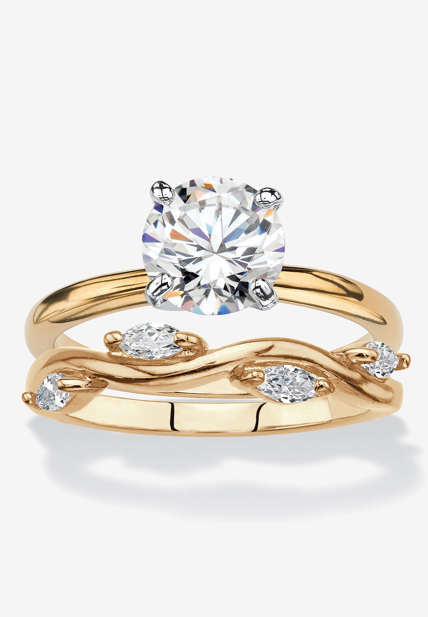 KI&SA　1154540 Elegant 2.40 Cttw. Zirconia Wedding Ring Set, Gold | Woman Within