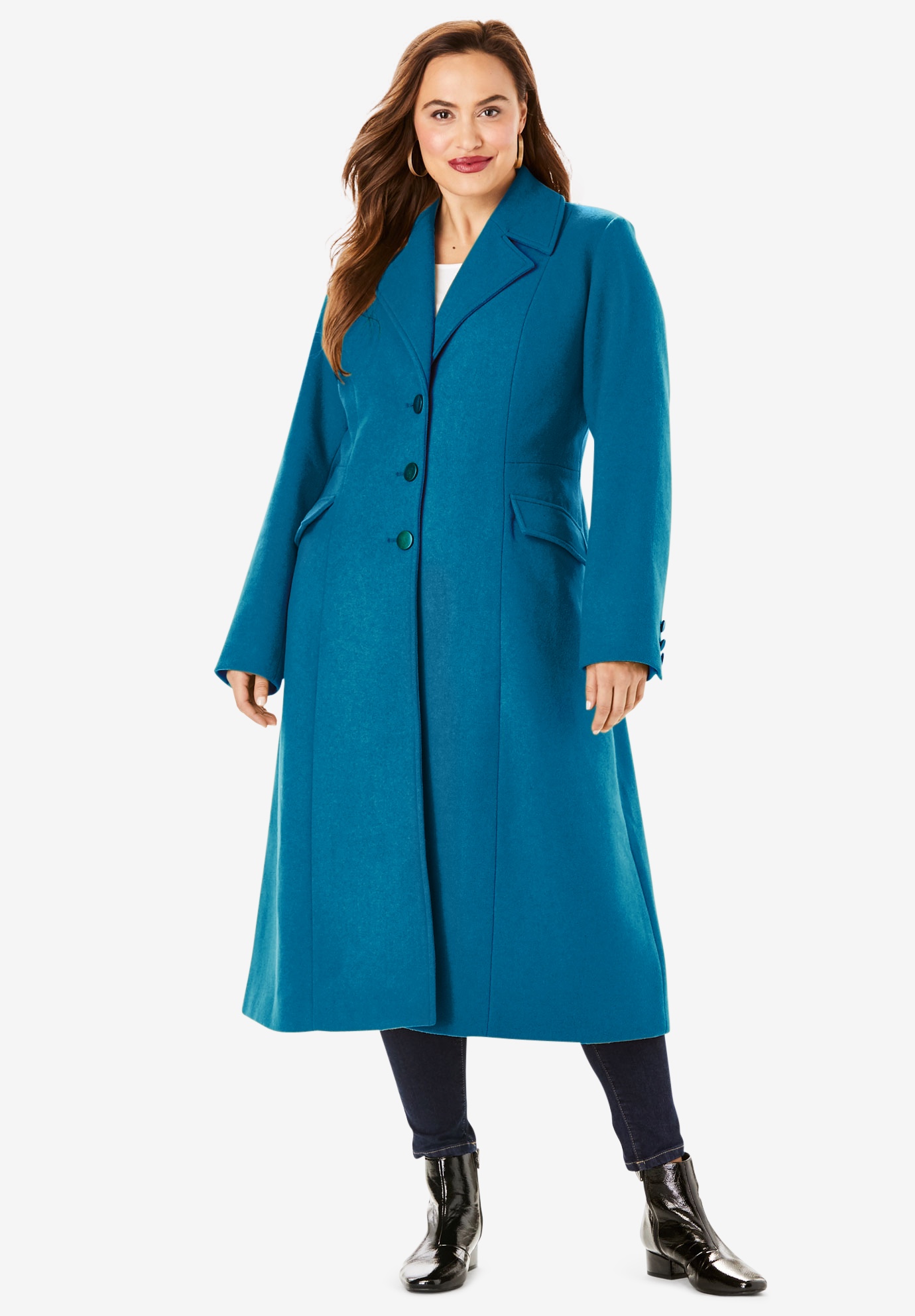 Long Wool-Blend Coat | Woman Within