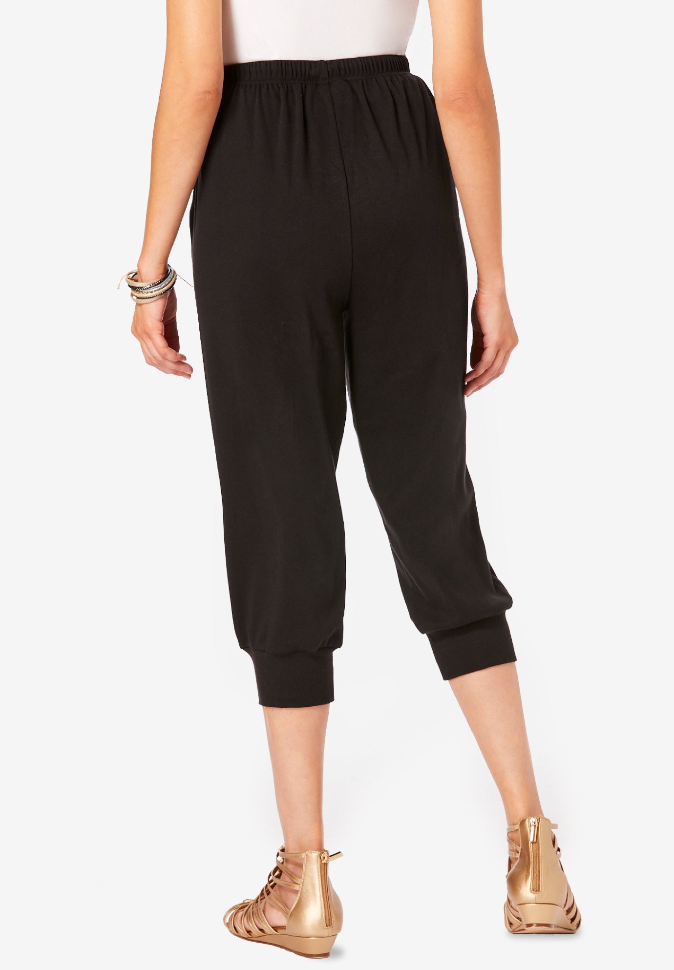 Drawstring Soft Knit Capri Pant Woman Within