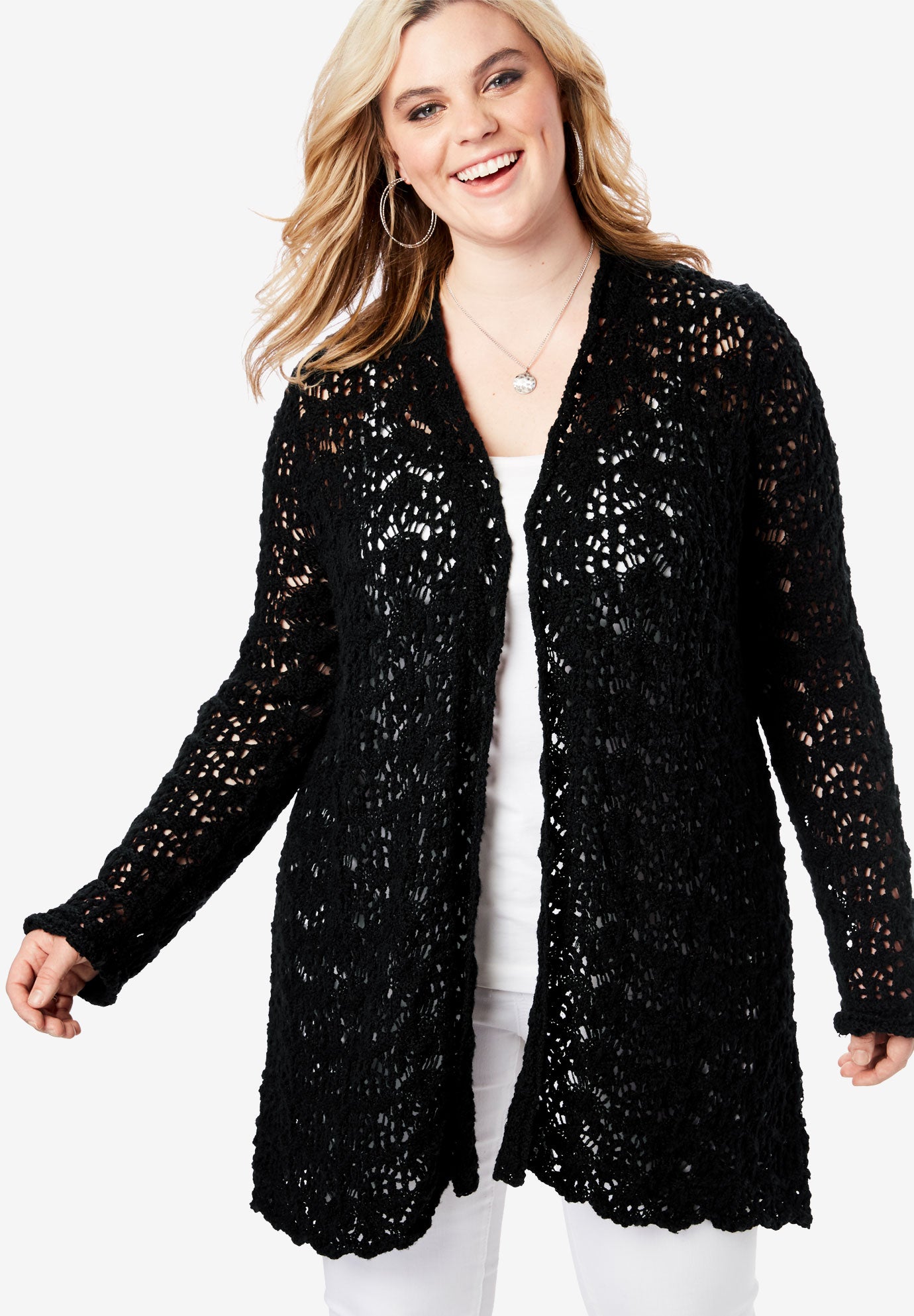 Crochet Cardigan Plus Size Cardigans Woman Within
