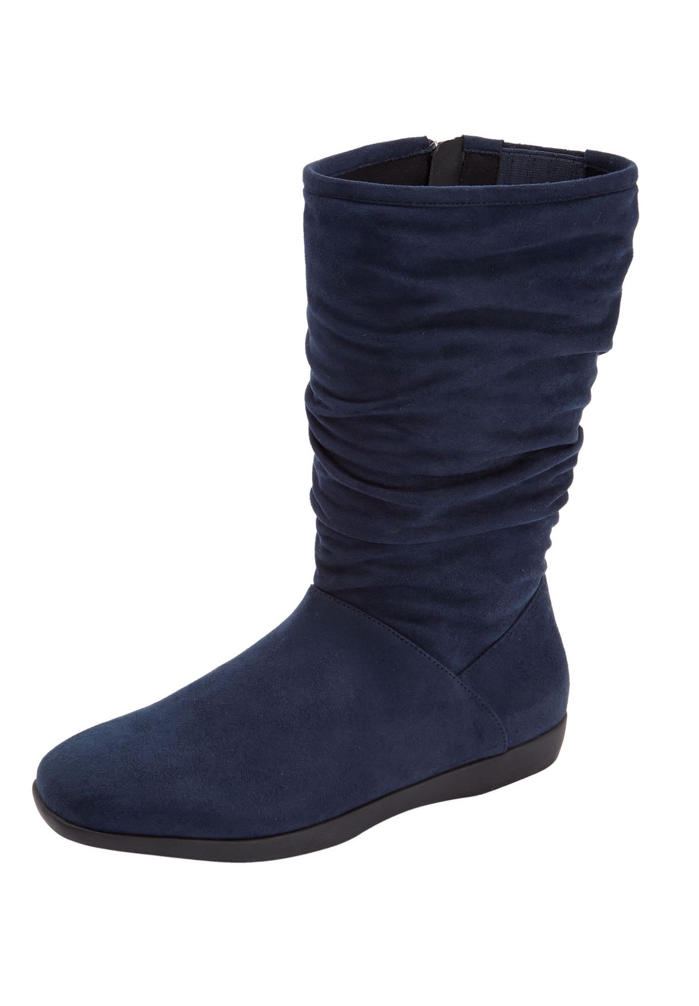 navy wide calf boots