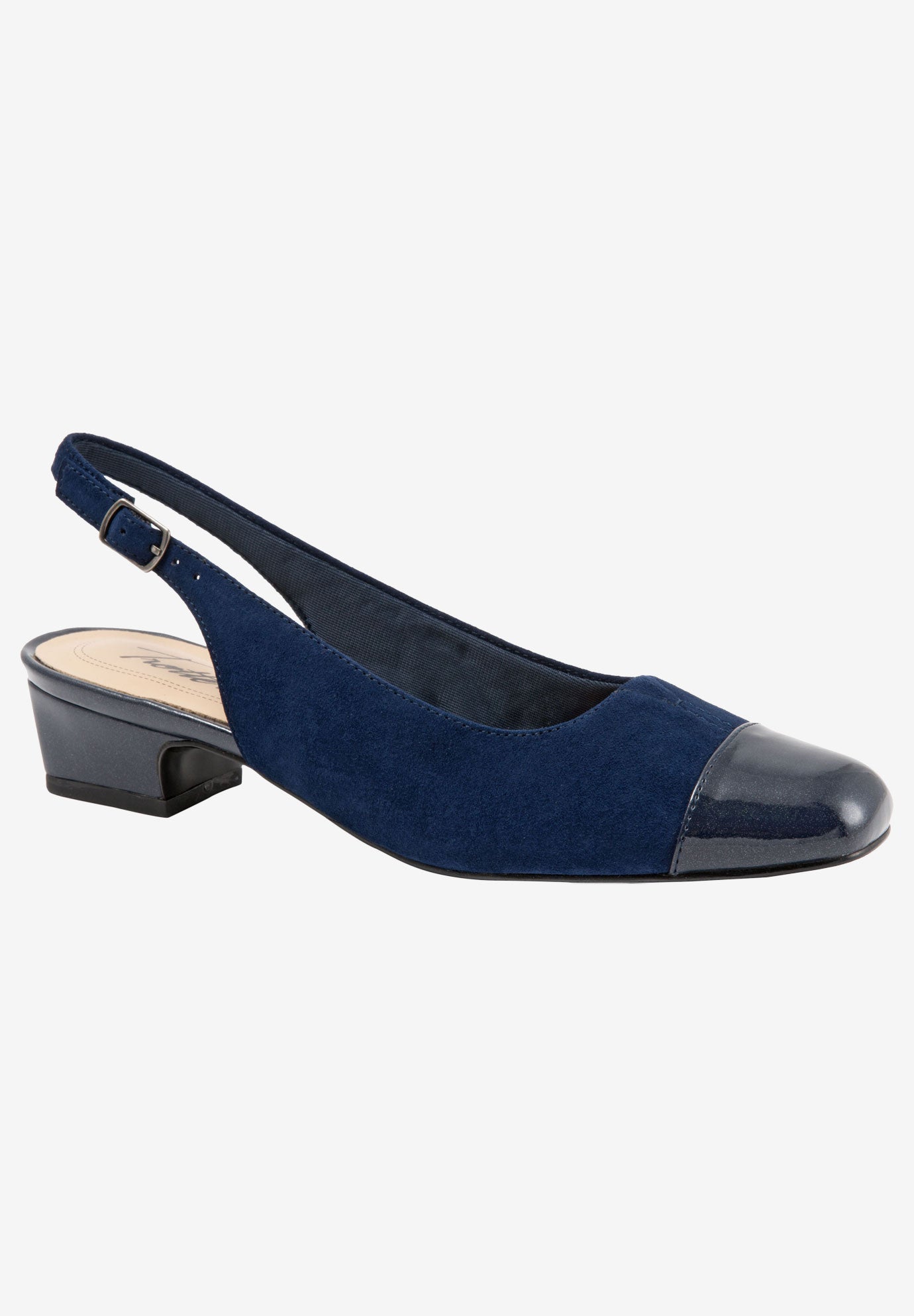 navy suede slingbacks
