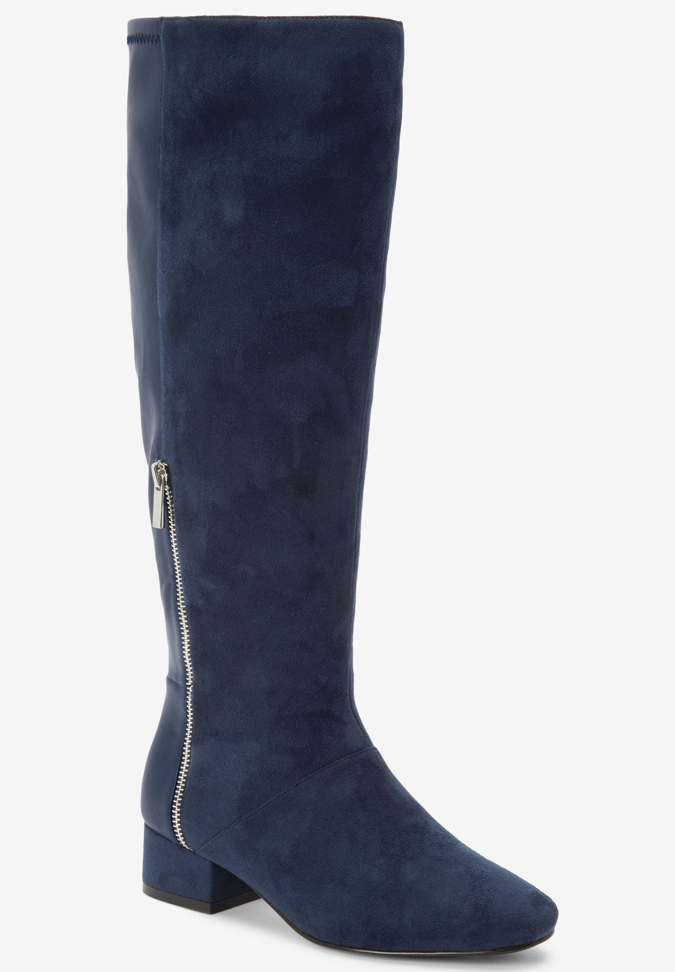 Navy wide calf boots clearance