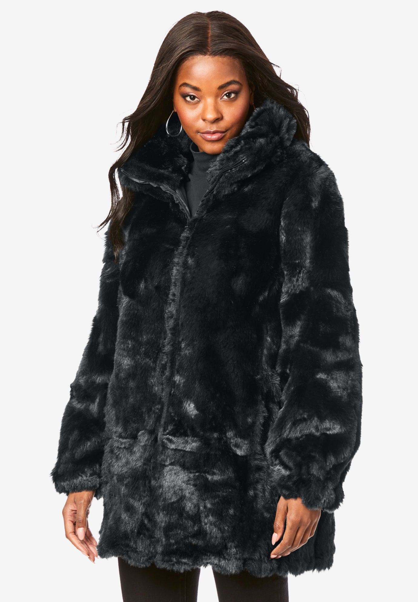 Short Faux Fur Coat Woman Within