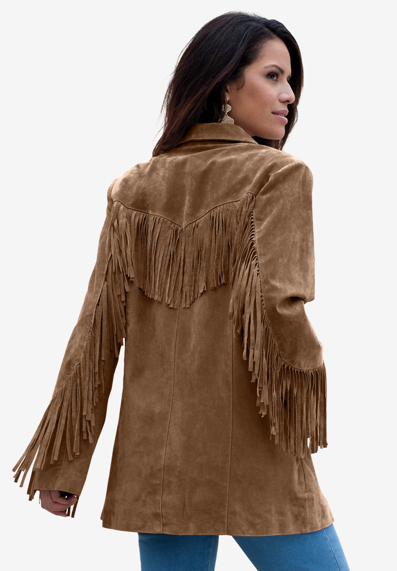 Fringe Suede Jacket Woman Within