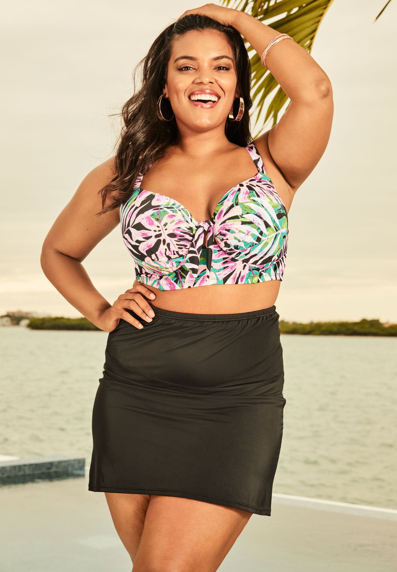 Longline Bikini Top Plus Size Swim Woman Within