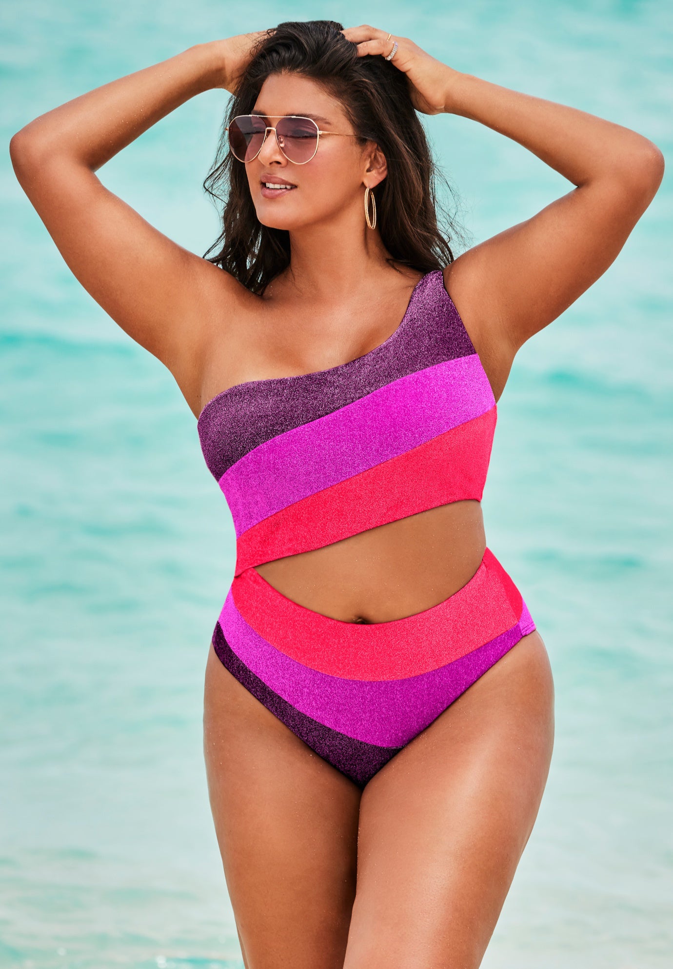 one-shoulder-cutout-swimsuit-color-block-warm-sparkle-woman-within