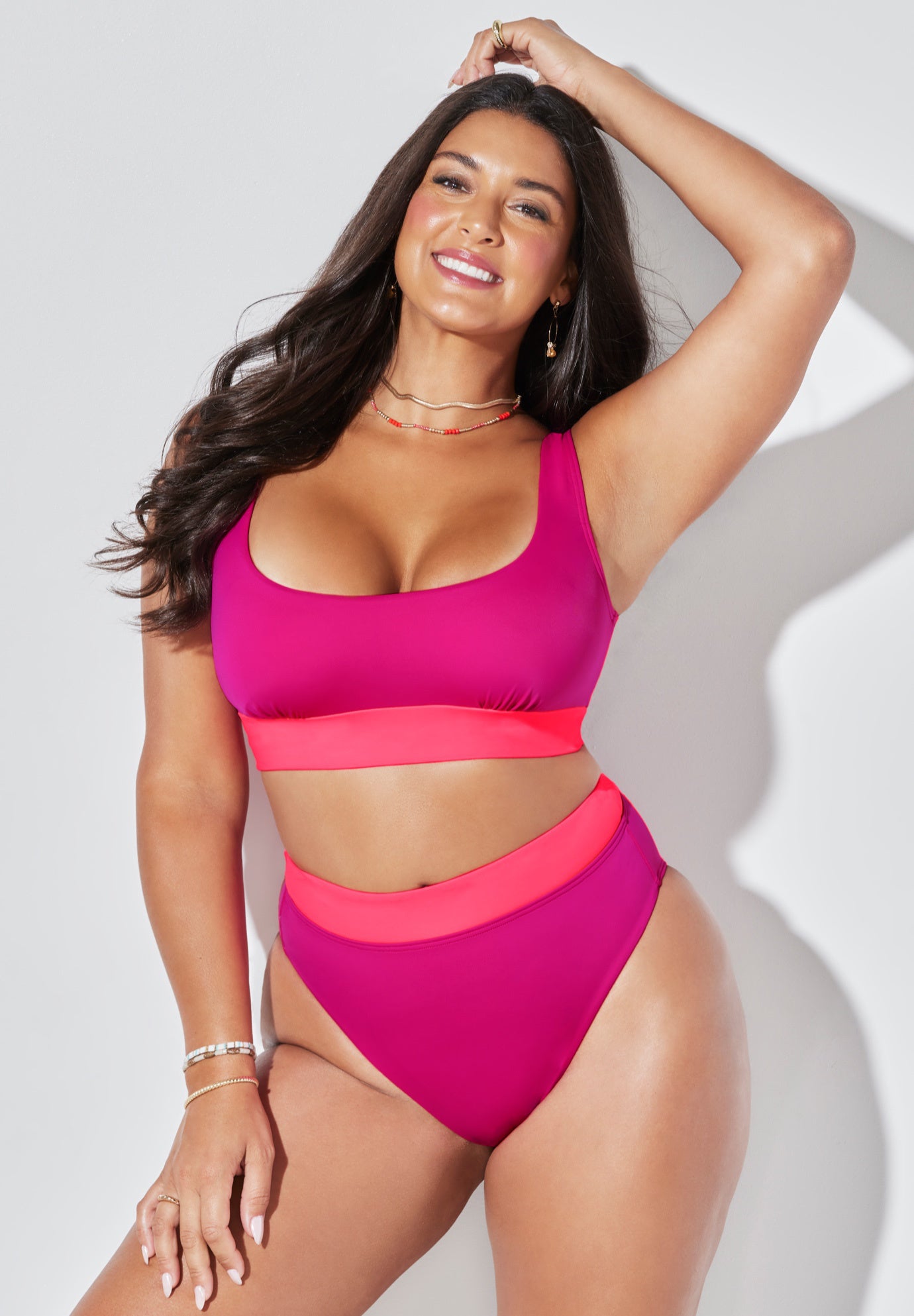 Longline Square Neck Cheeky Bikini Set, 
