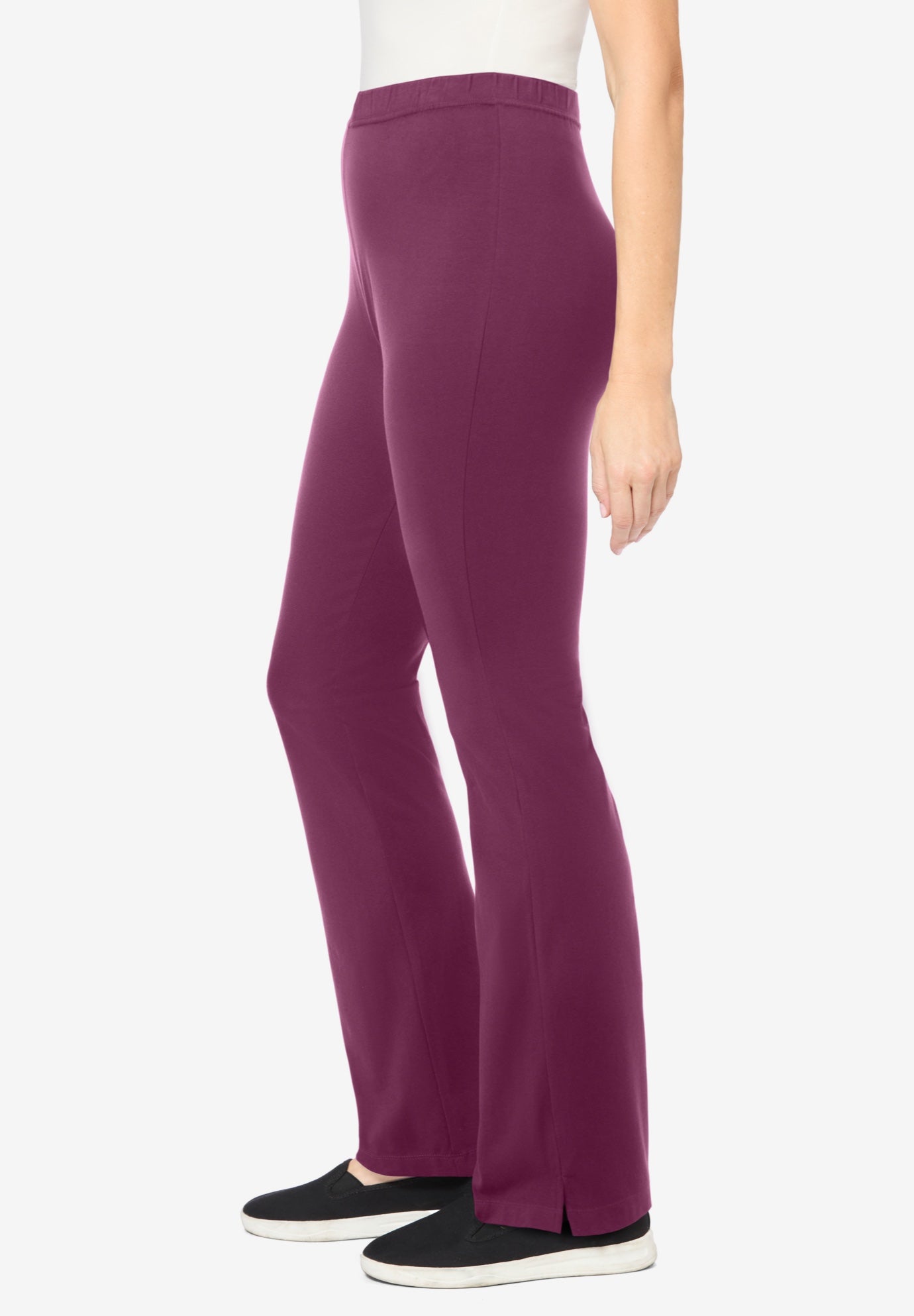 Woman Within Plus Size Stretch-Cotton Knit Pull-On Bootcut Leggings - Picture 17 of 58