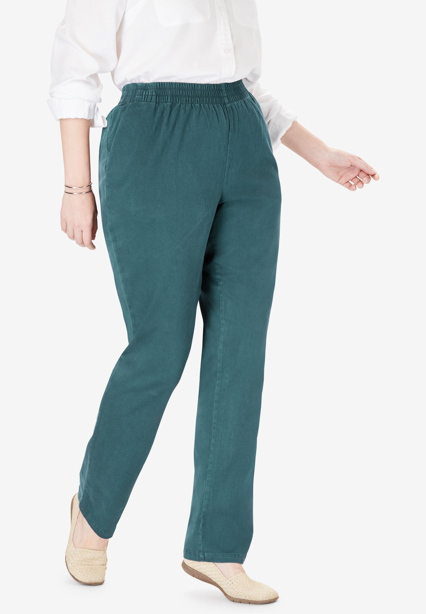 ElasticWaist Straight Leg Chino Pant Woman Within