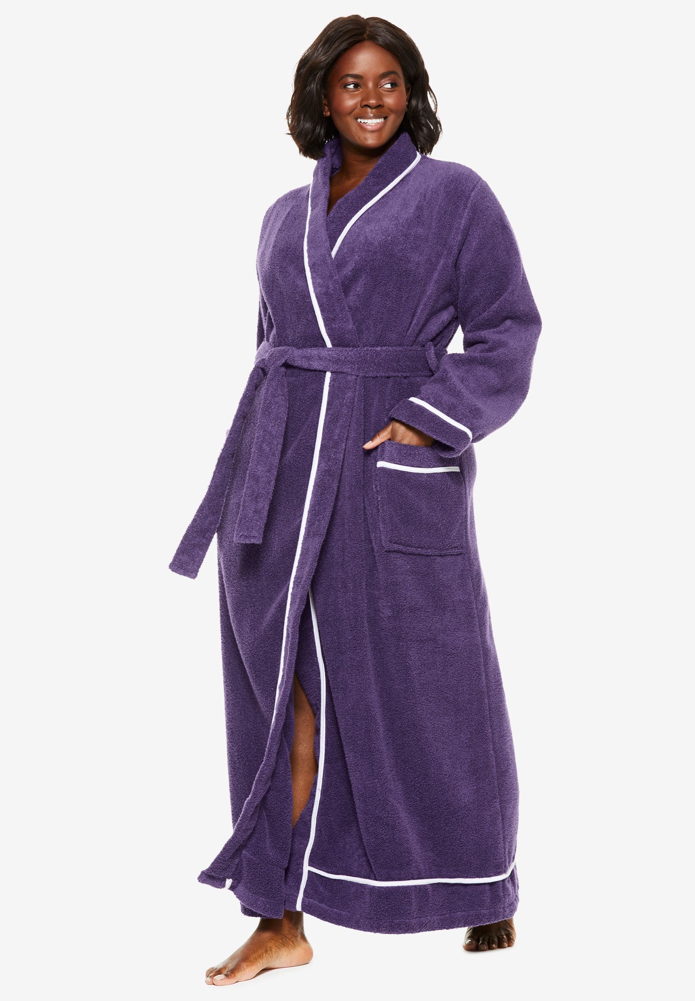 Spa Terry Long Wrap Robe by Dreams & Co.® Plus Size Robes Woman Within