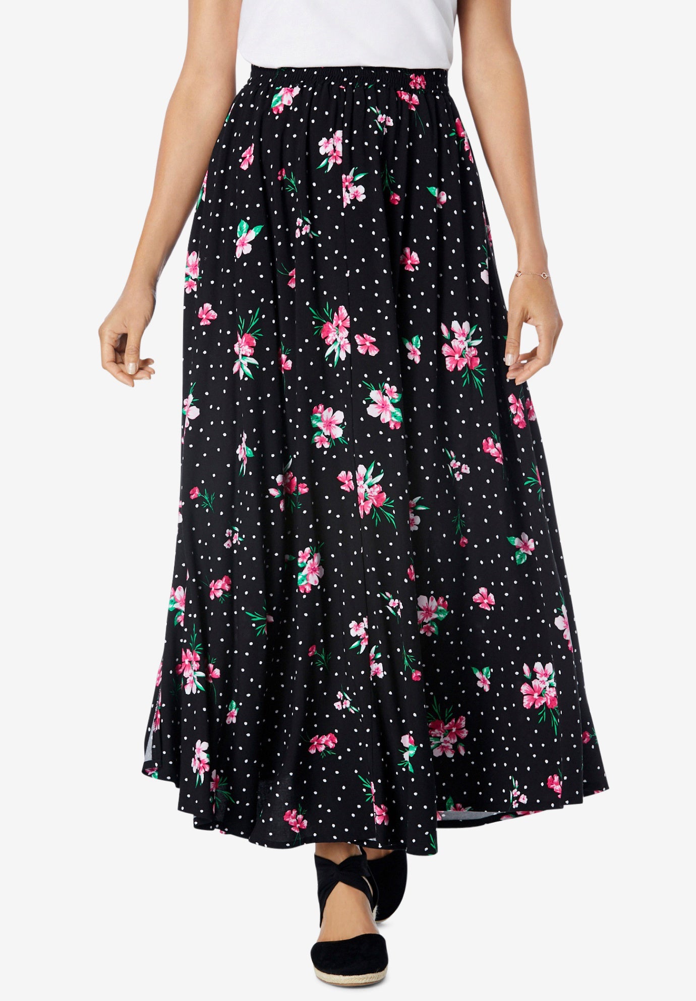 Pull-On Elastic Waist Soft Maxi Skirt | Woman Within