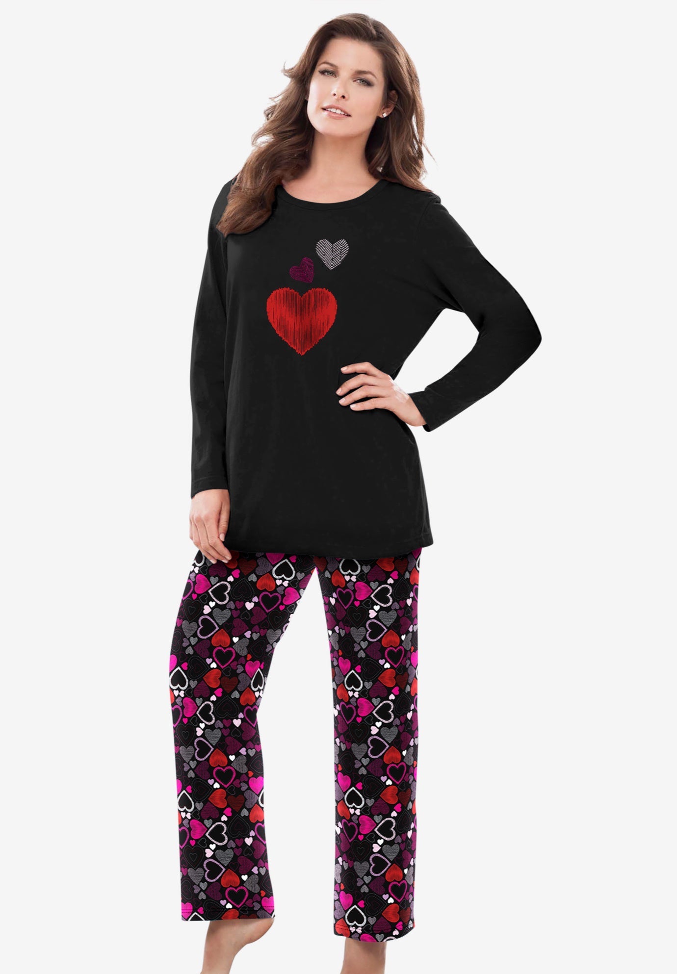 Dreams & Co. Plus Size Petite Long Sleeve Knit PJ Set - Picture 55 of 68