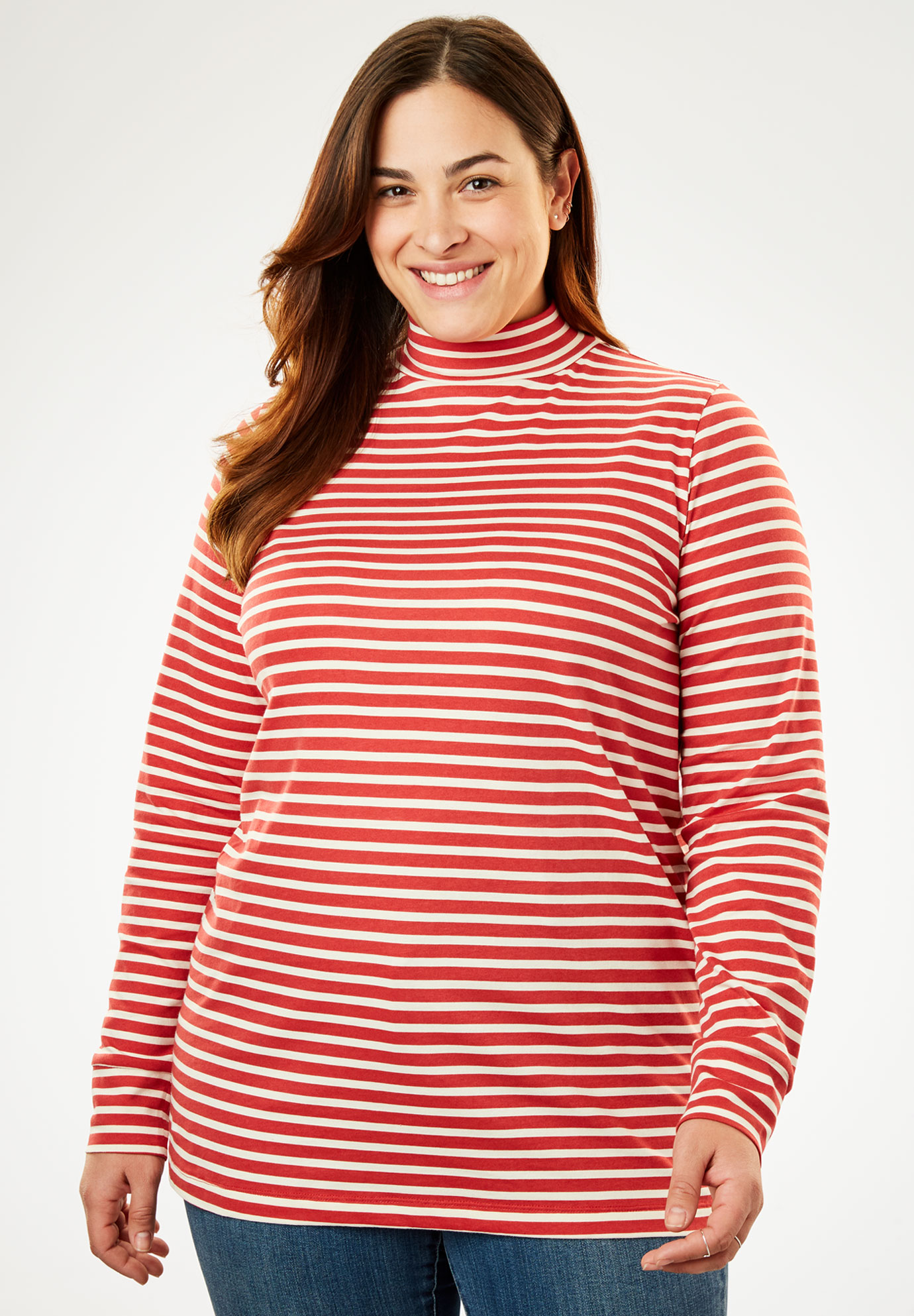 Perfect Printed Mock Turtleneck| Plus Size Tops | Woman Within