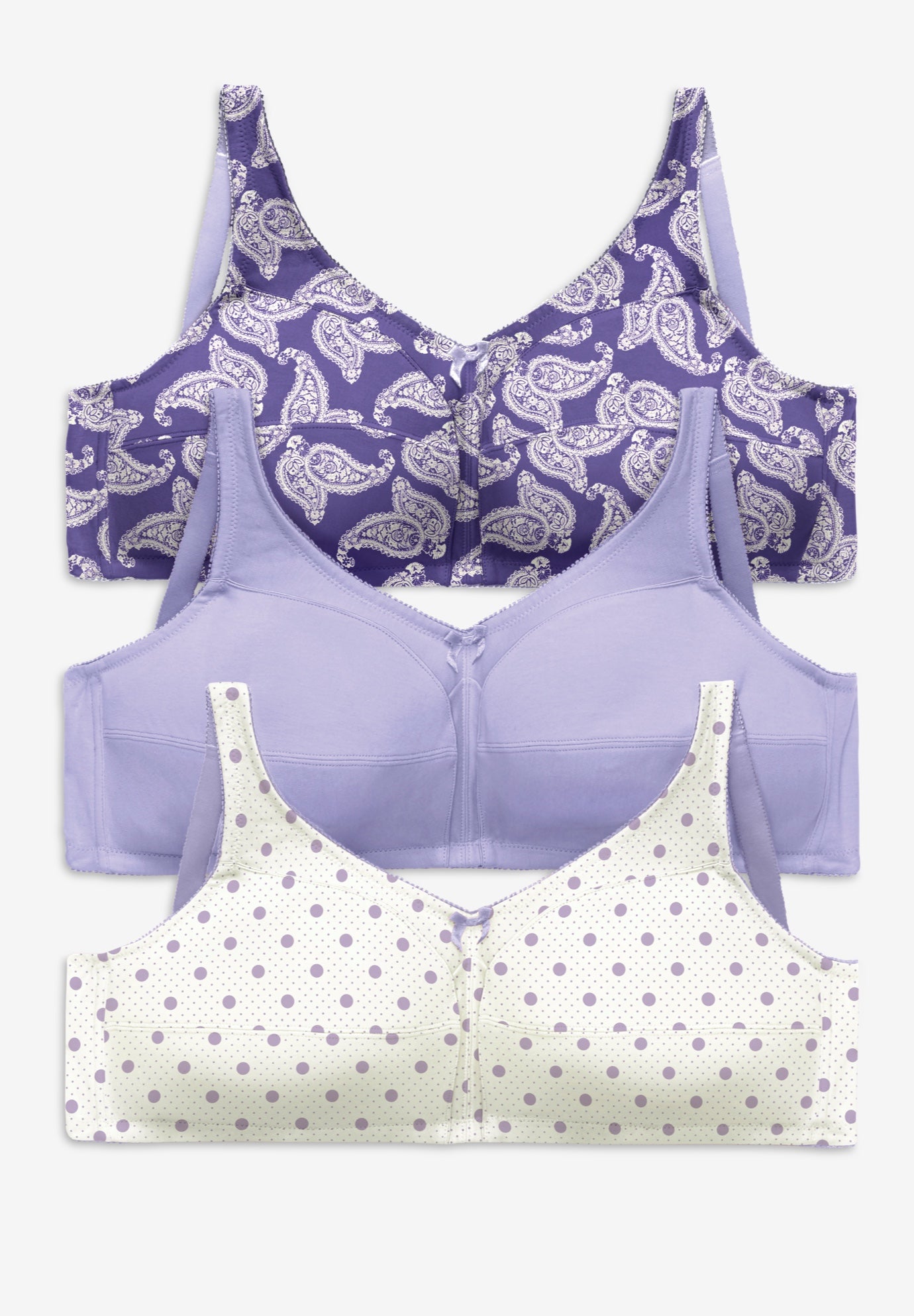 3-Pack Cotton Wireless Bra | Woman Within