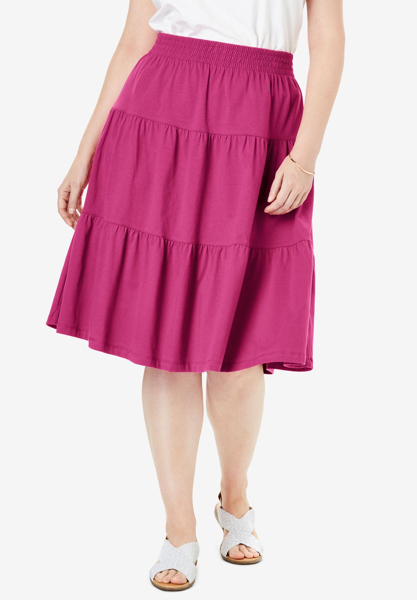Jersey Knit Tiered Skirt Plus Size Skirts Woman Within