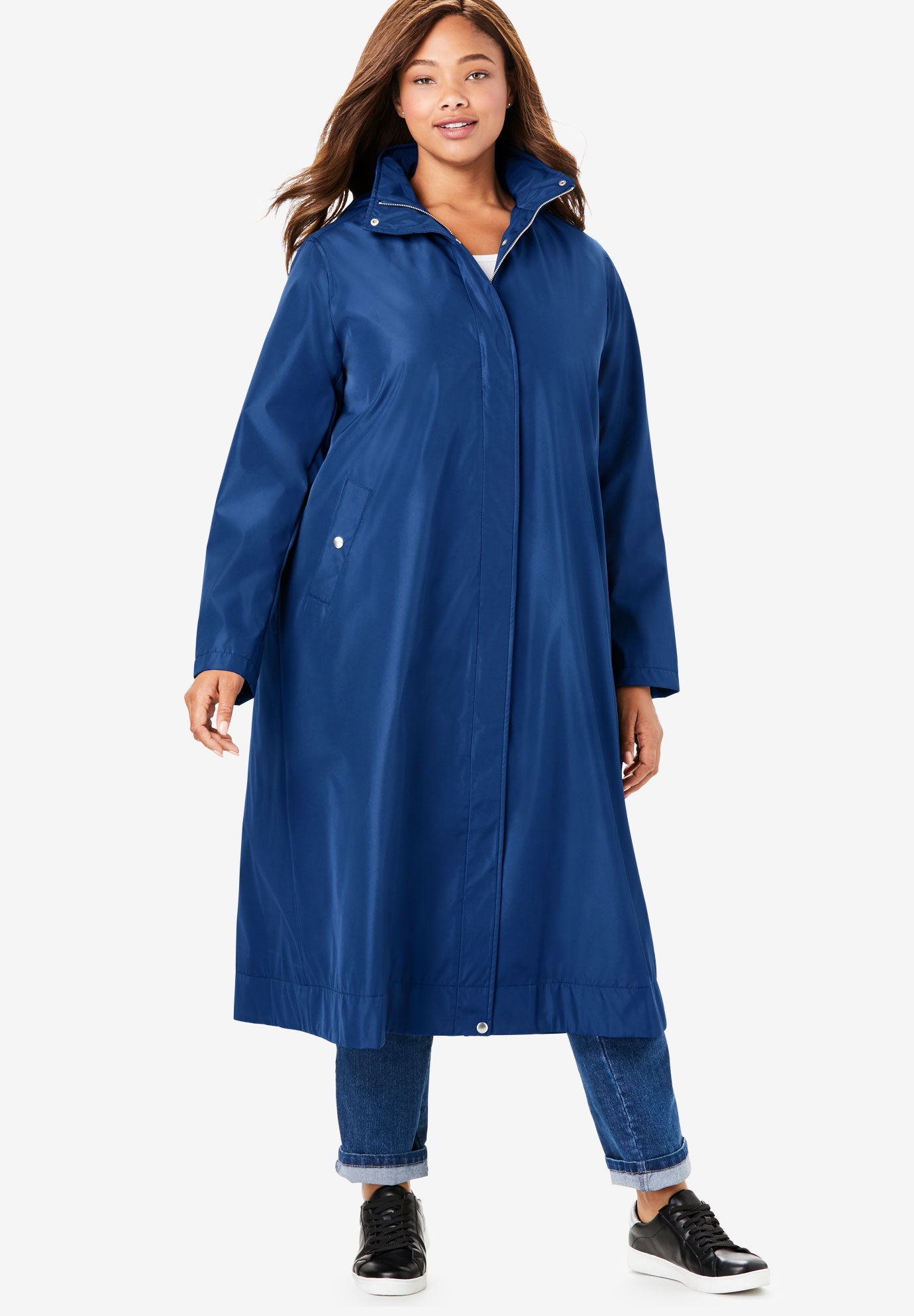 Water repellent long raincoat Plus Size Outerwear Woman Within