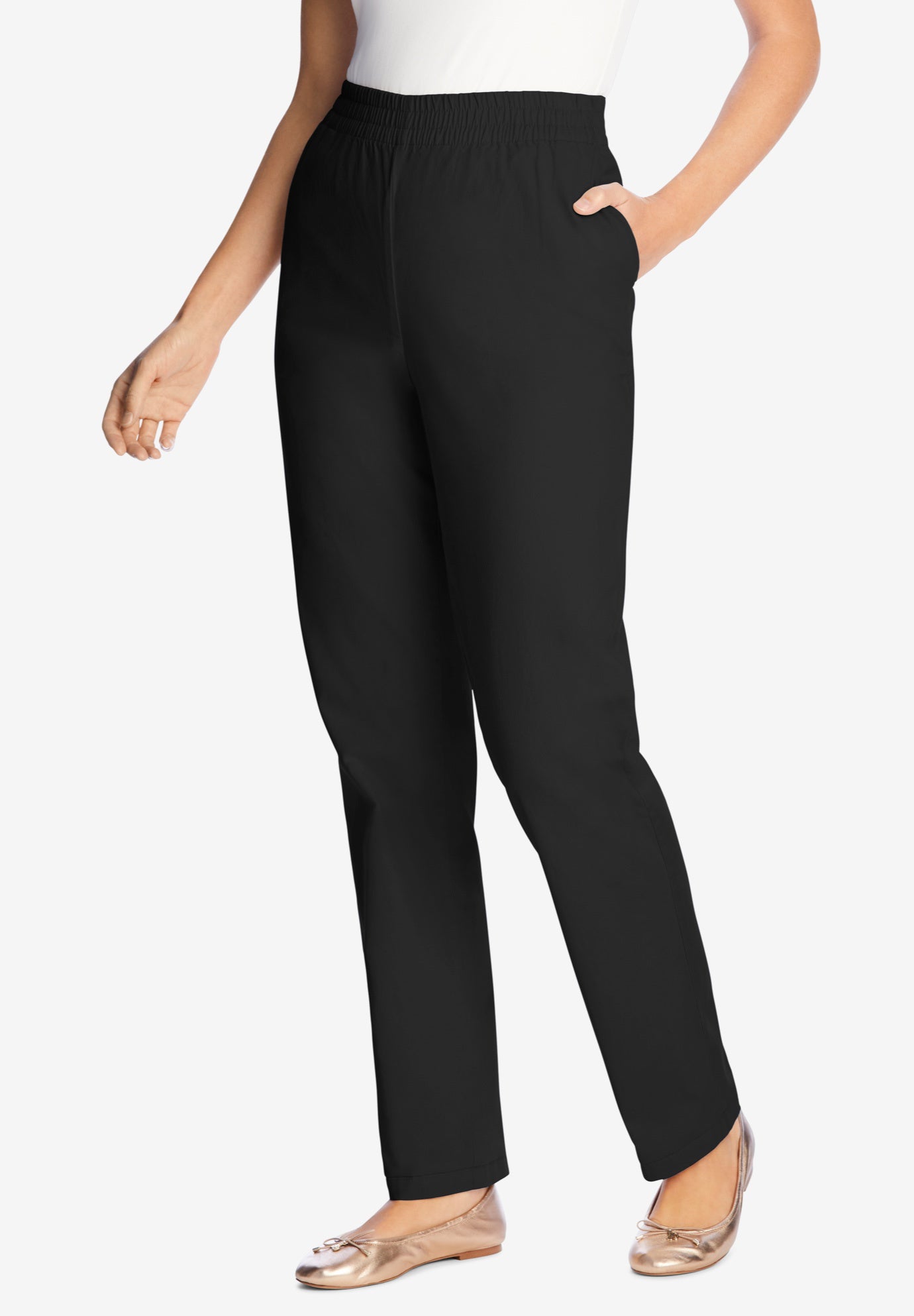 ElasticWaist Straight Leg Chino Pant Woman Within