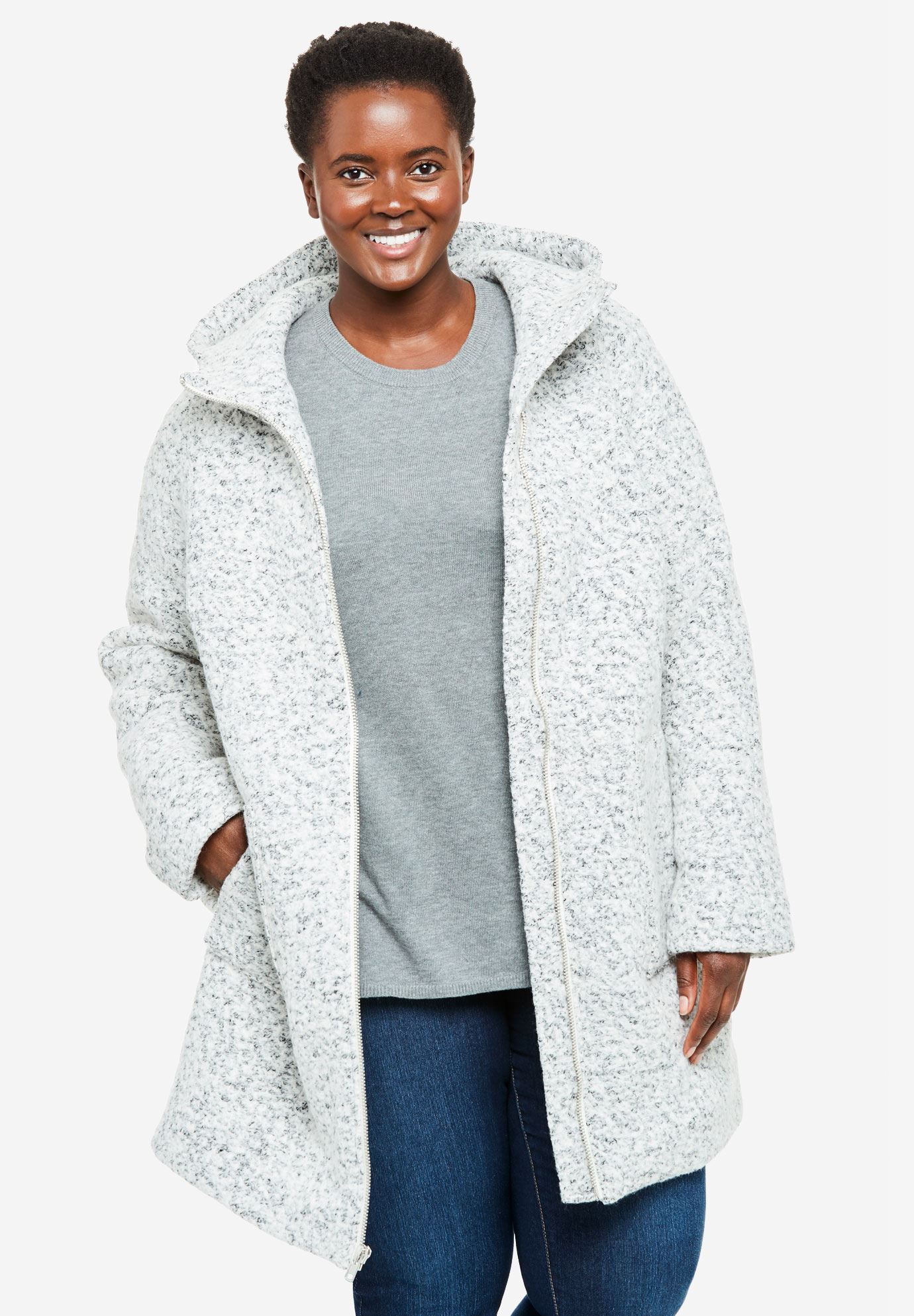 textured boucle coat
