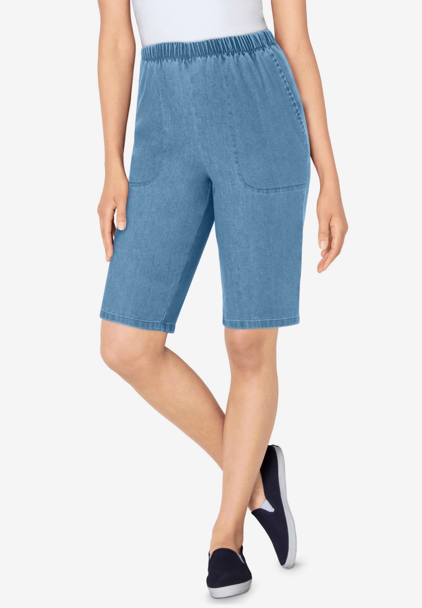 woman within denim shorts