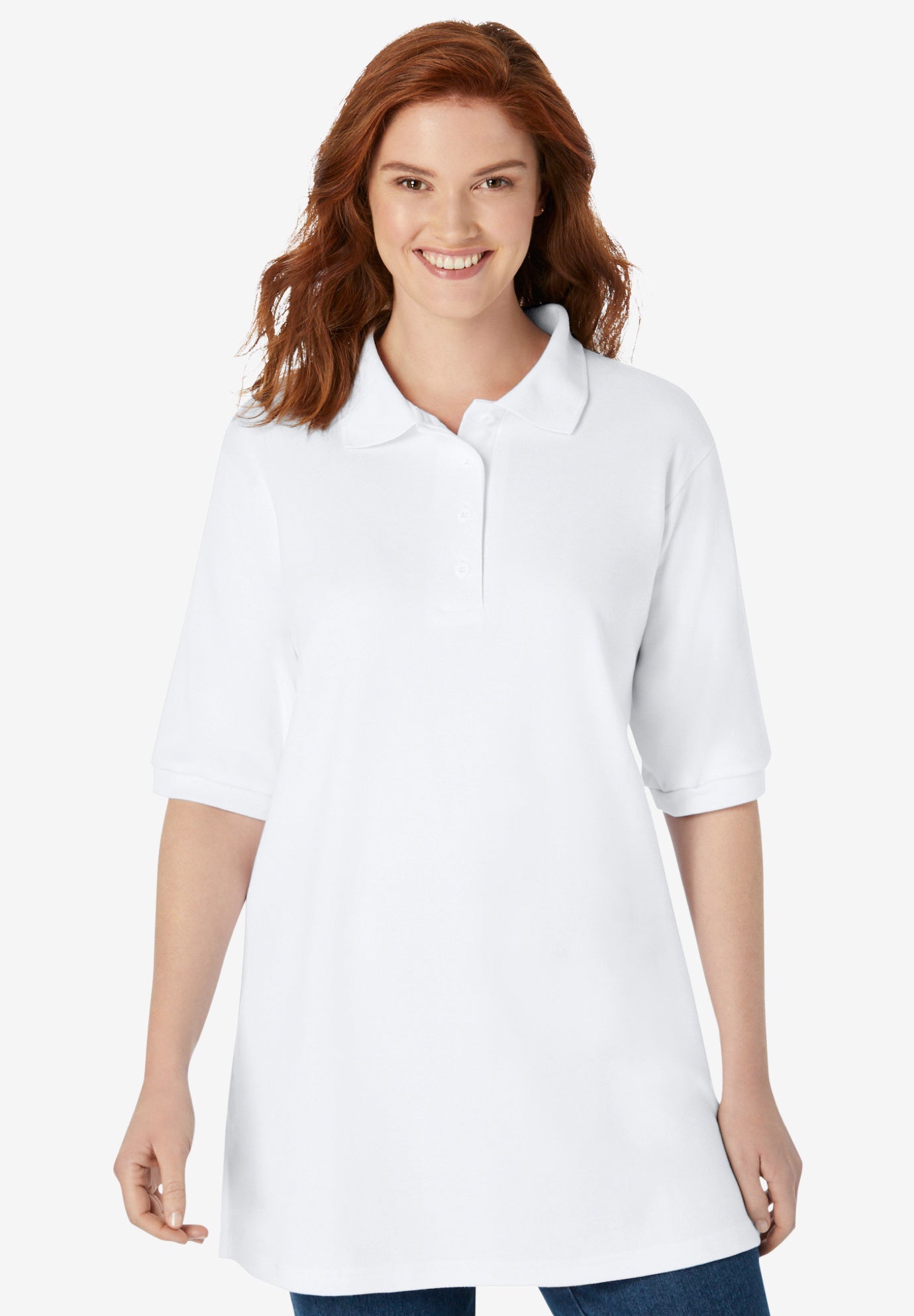 ElbowSleeve Polo Shirt Woman Within