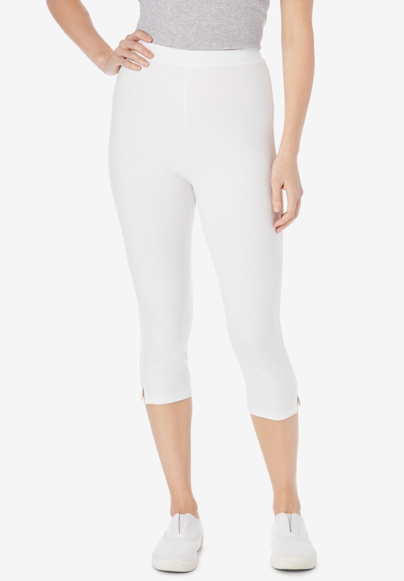 Stretch Cotton Capri Legging | Woman Within