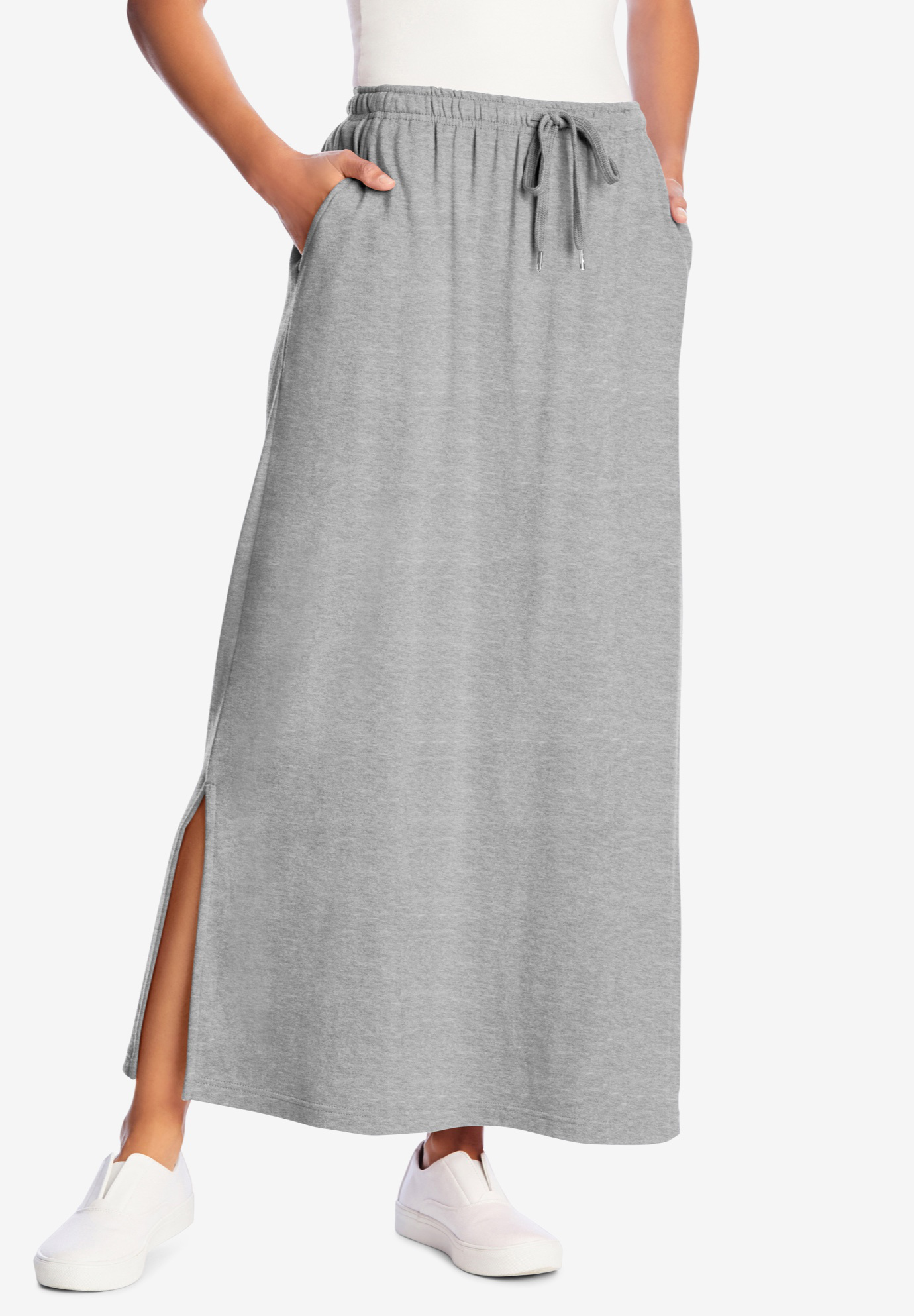 Sport Knit Side-Slit Skirt | Woman Within