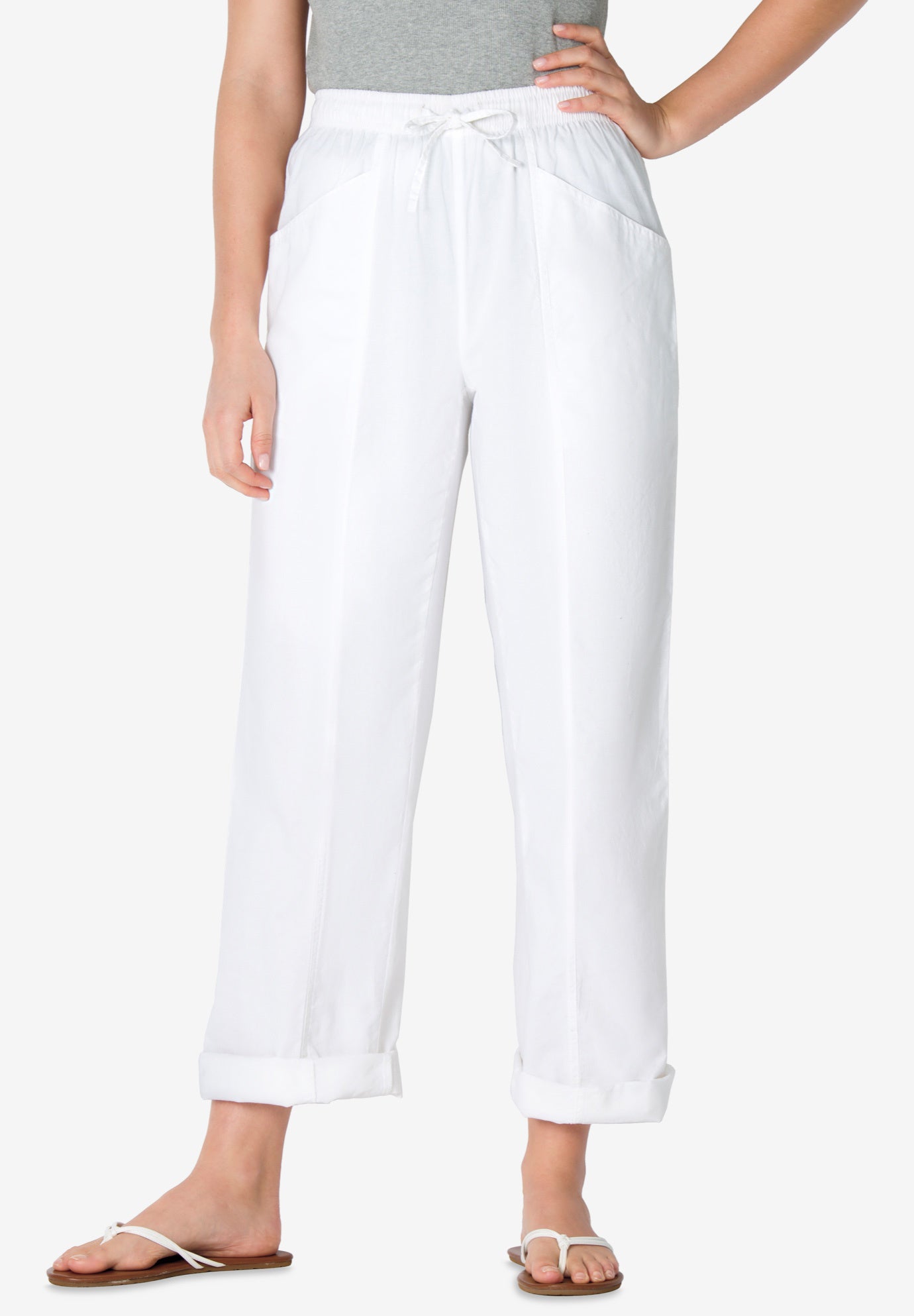 Cotton Pants with Front Seam | Woman Within