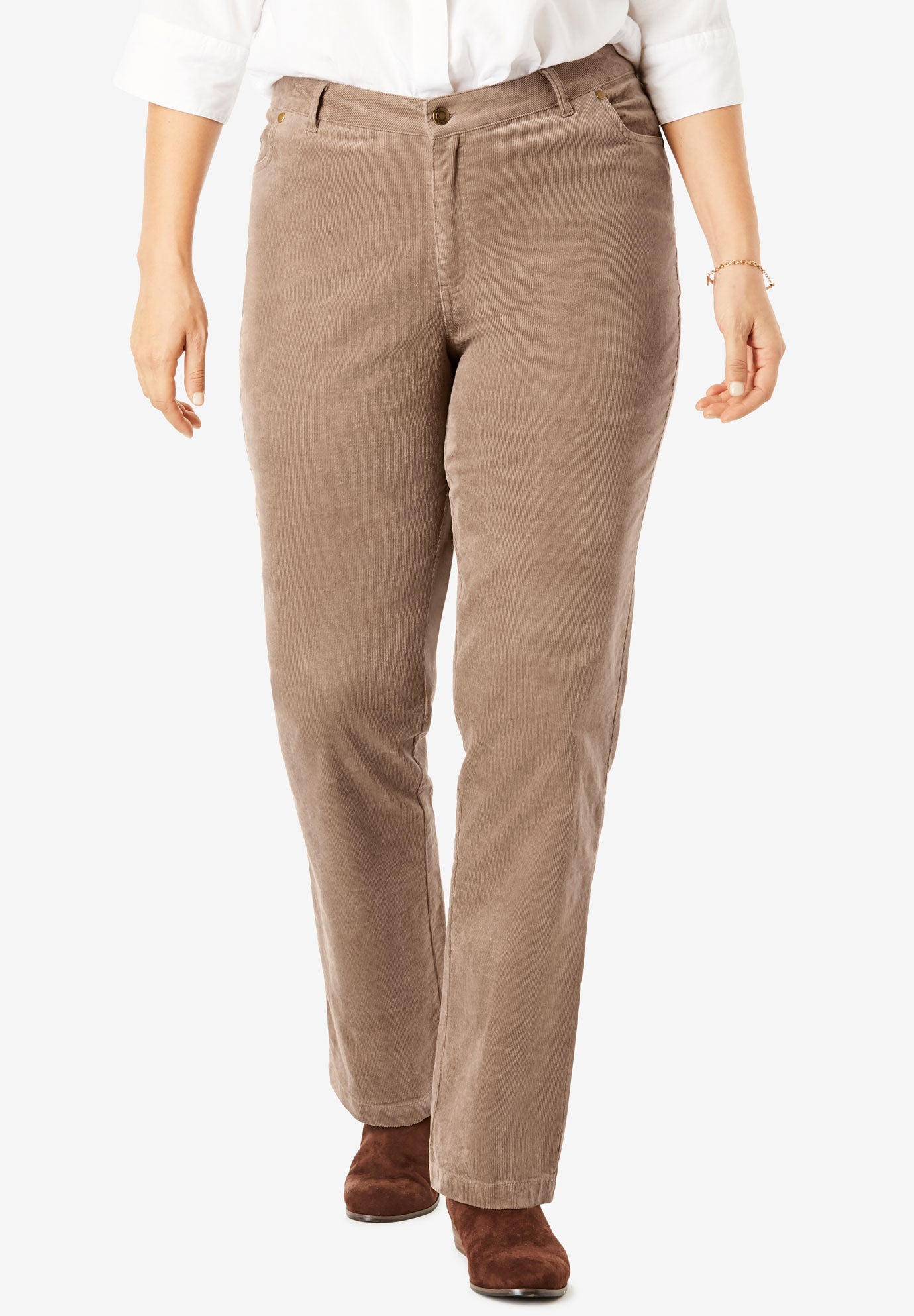 Corduroy Straight Leg Stretch Pant| Plus Size Pants | Woman Within