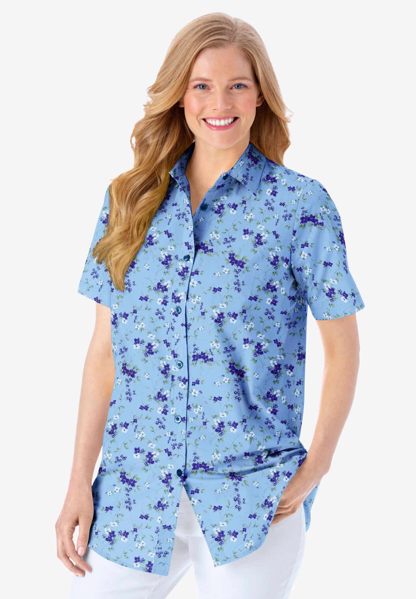 Ladies short sleeve button down on sale shirts