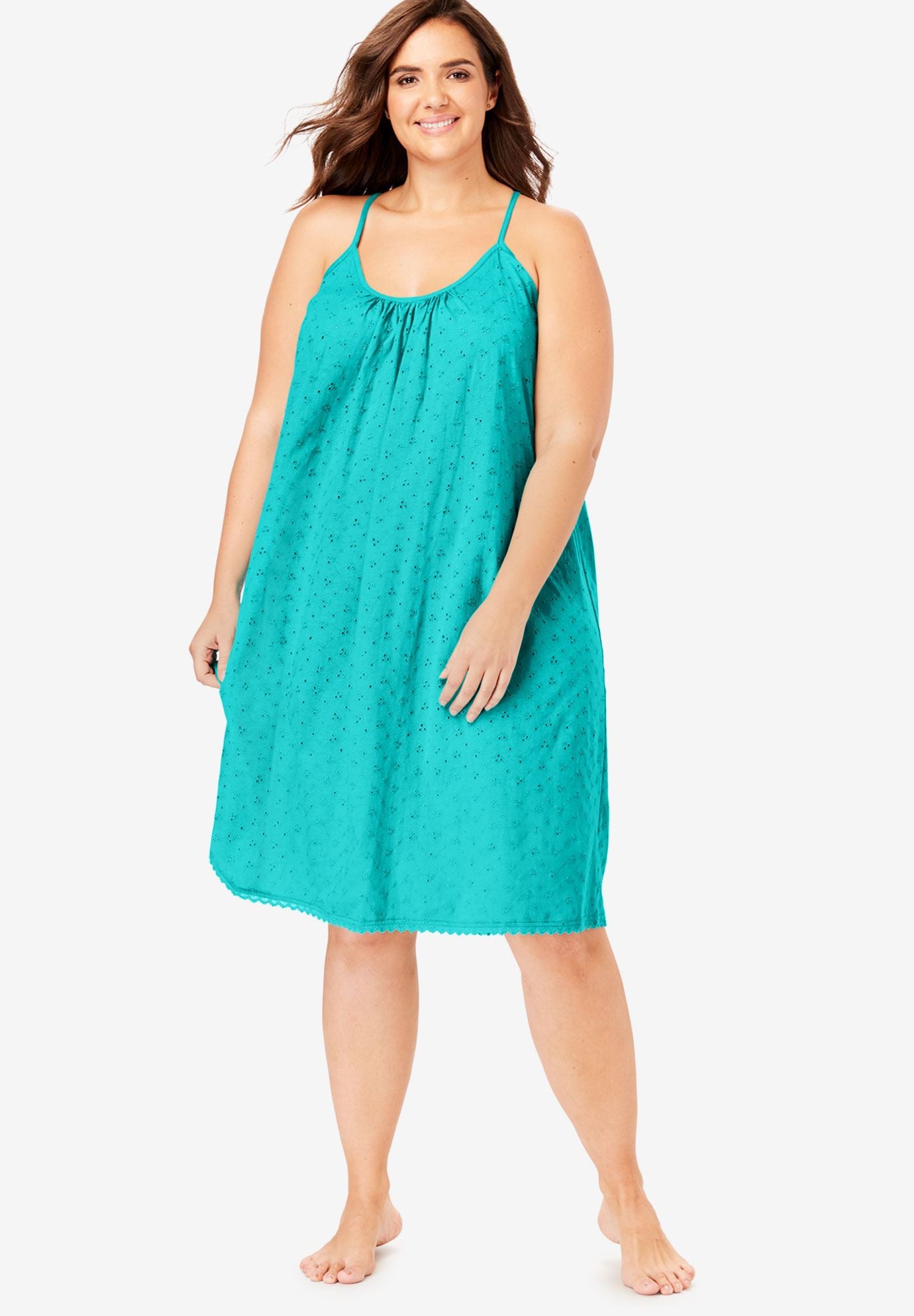 Breezy Eyelet Knit Short Nightgown Plus Size Sleep Gowns Woman Within