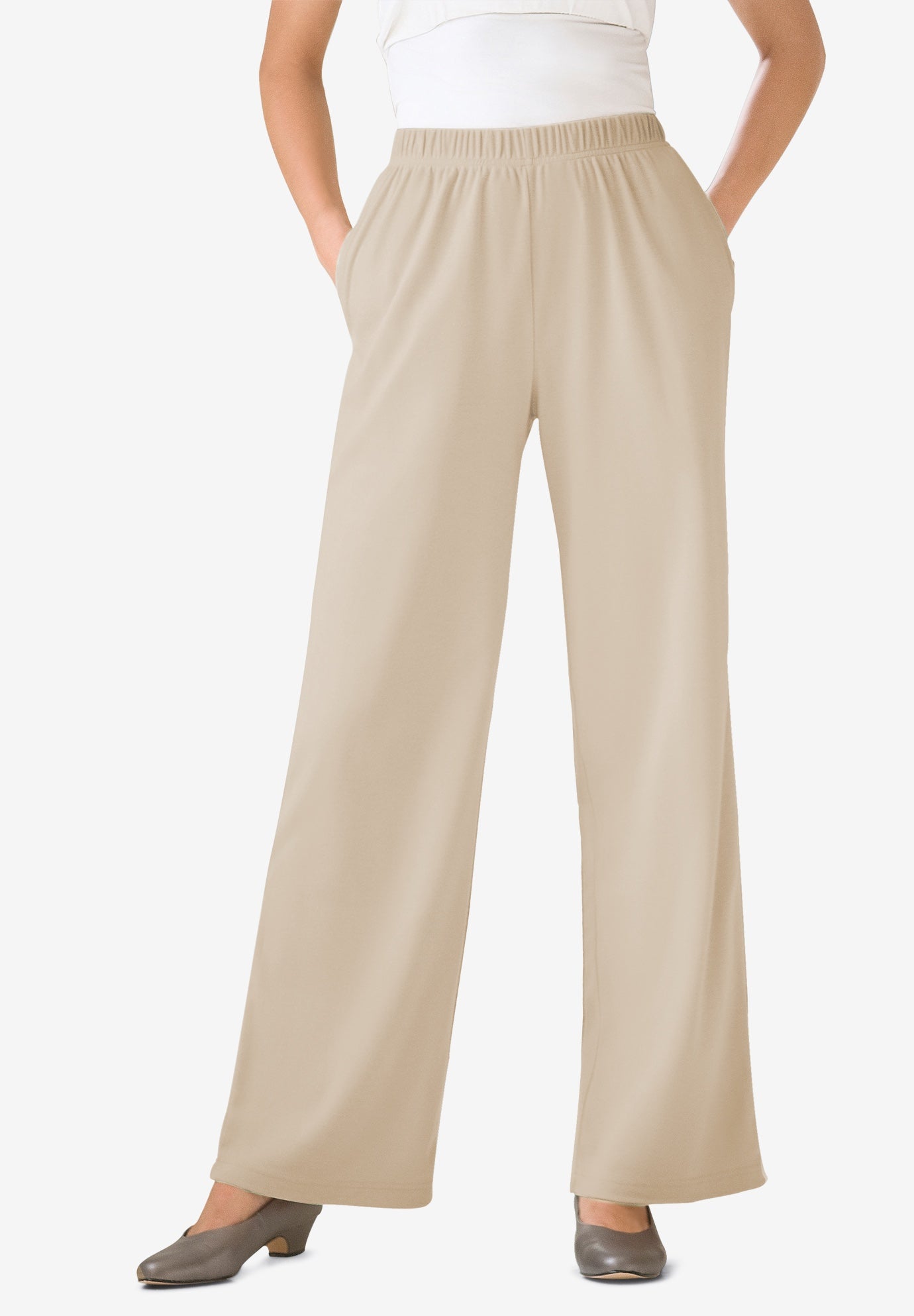 woman within wide leg pants