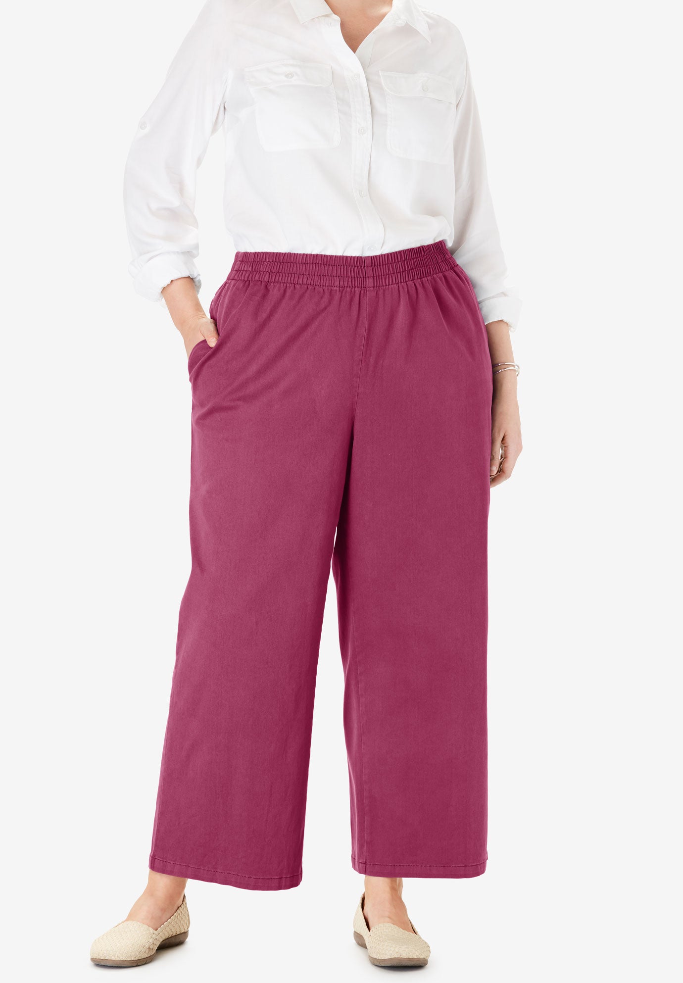 ElasticWaist Cropped Chino Pant Woman Within