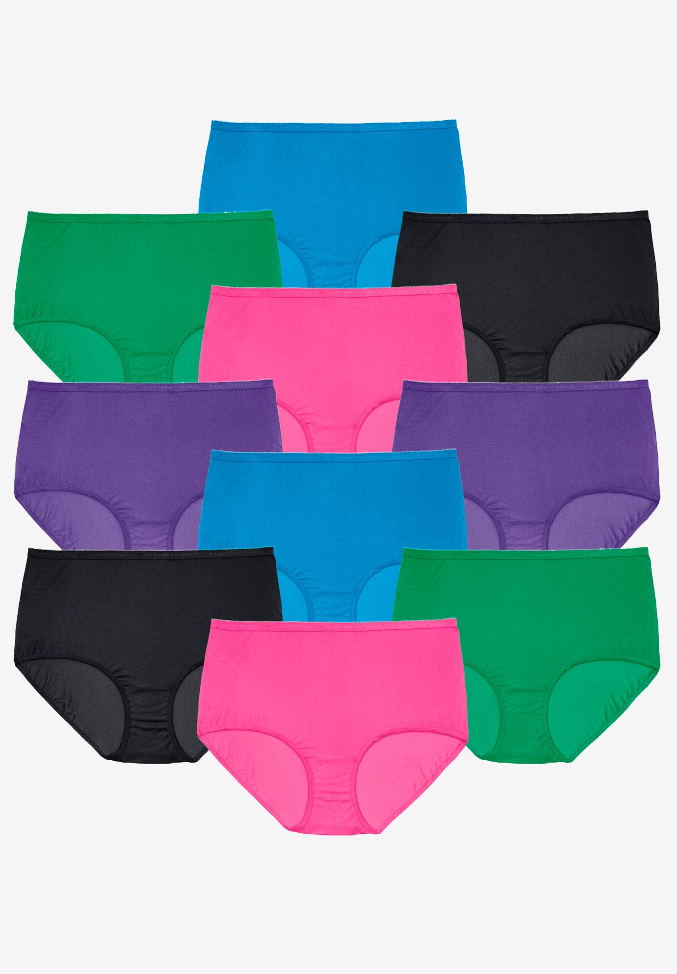 10Pack Nylon FullCut Brief by Comfort Choice® Plus Size Brief Panties Woman Within