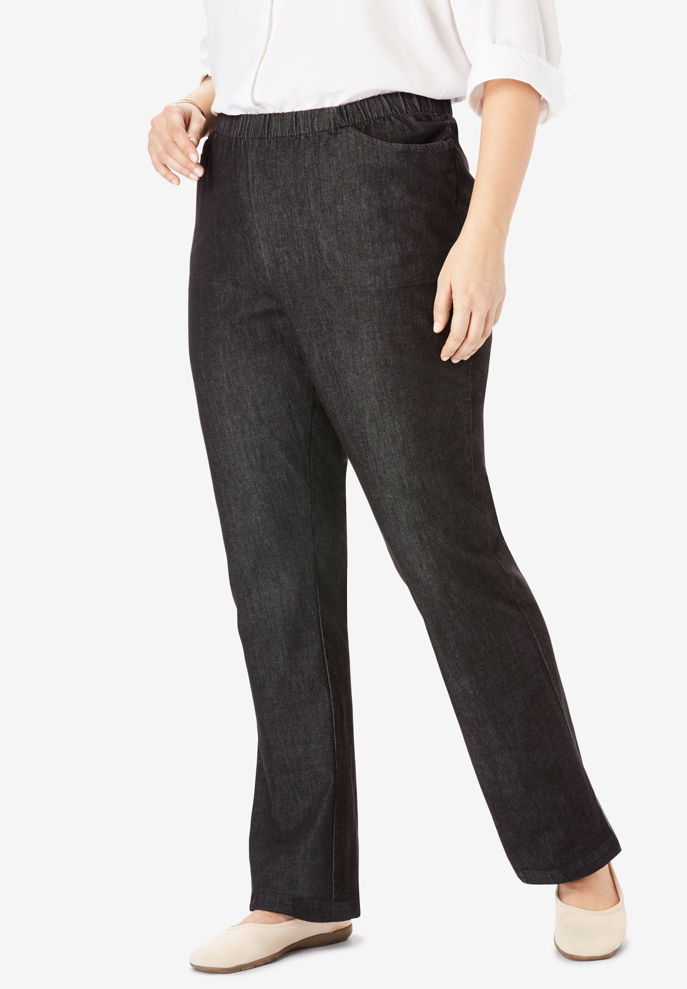woman within bootcut jeans