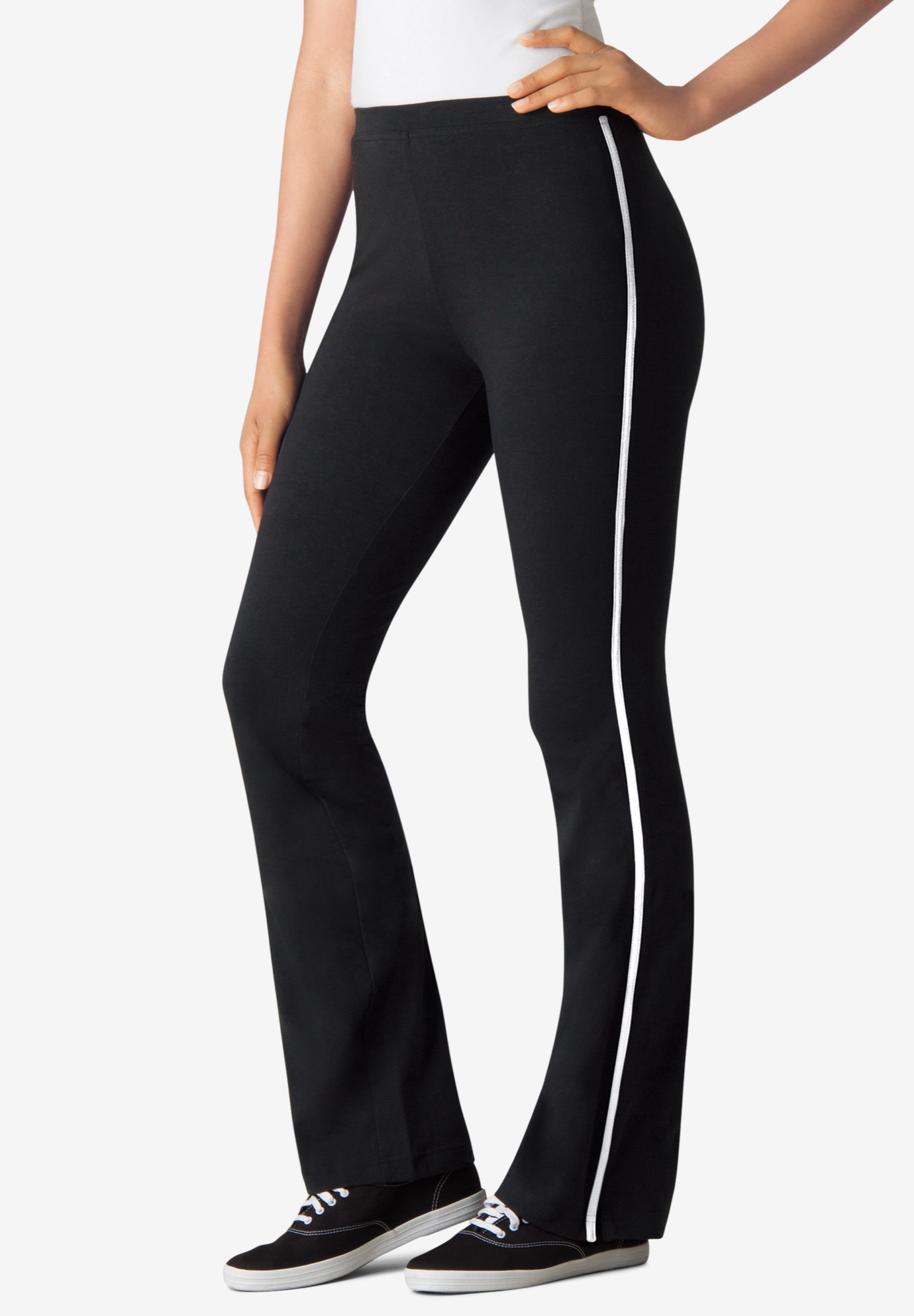 Stretch Cotton Side-Stripe Bootcut Pant | Woman Within