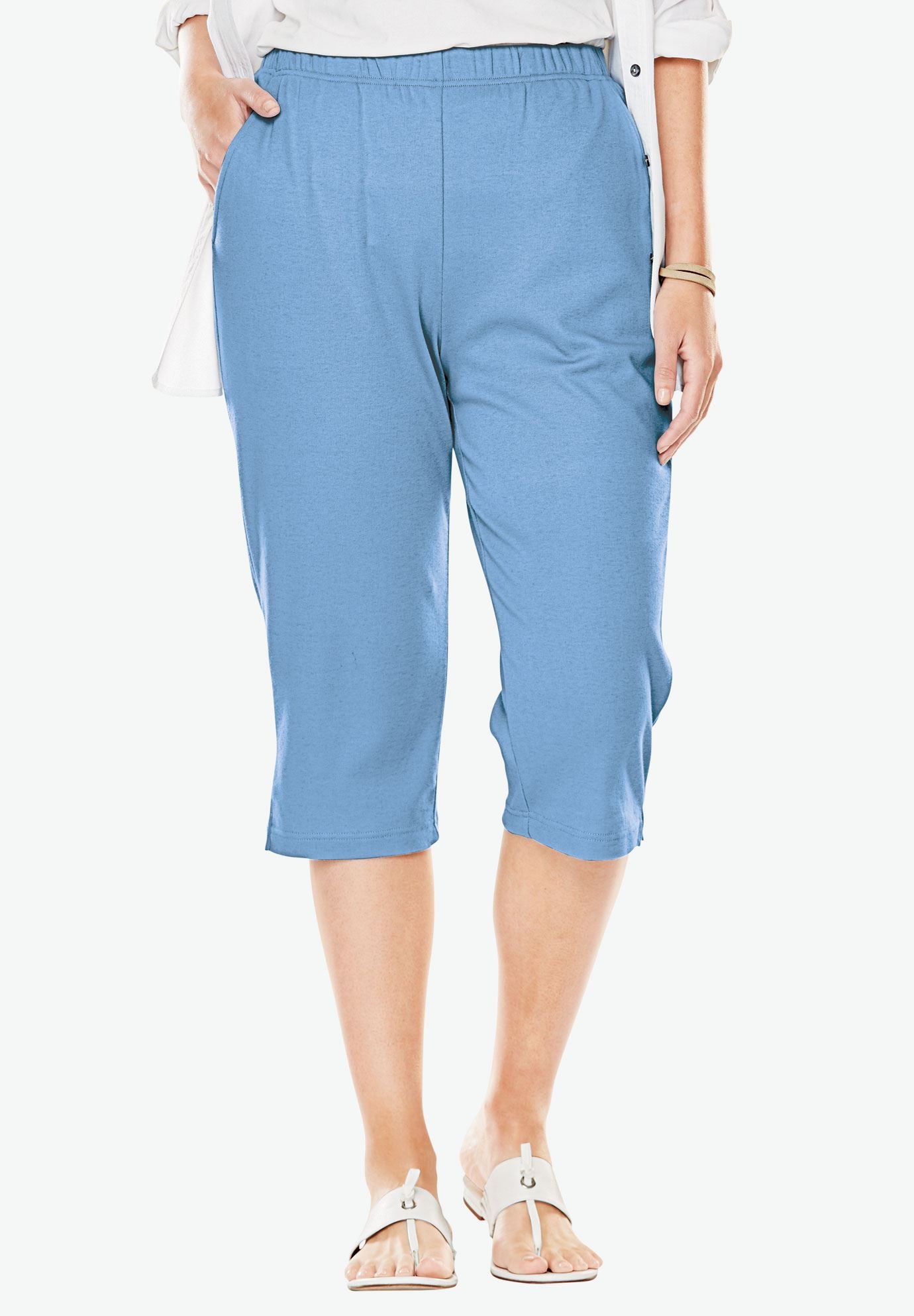 7Day Knit Cropped Capri Plus Size Capris Woman Within