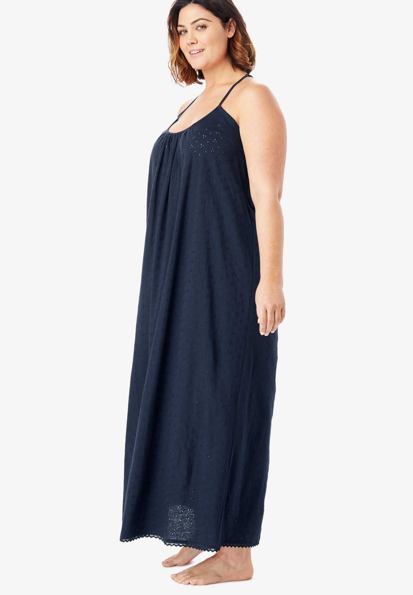 Breezy Eyelet Knit Long Nightgown by Dreams & Co.® Plus Size